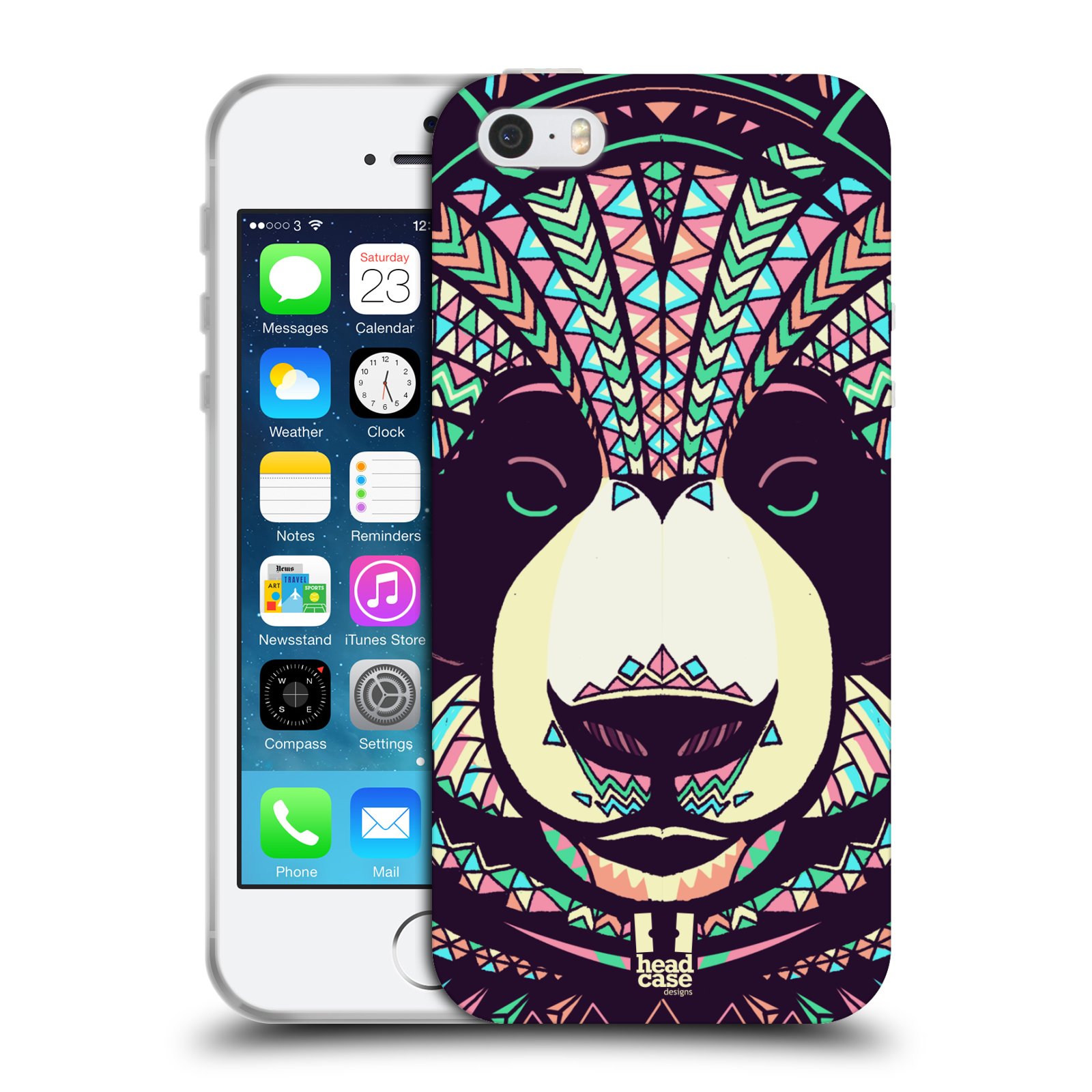 HEAD CASE silikonový obal na mobil Apple Iphone 5/5S vzor Aztécký motiv zvíře 3 panda