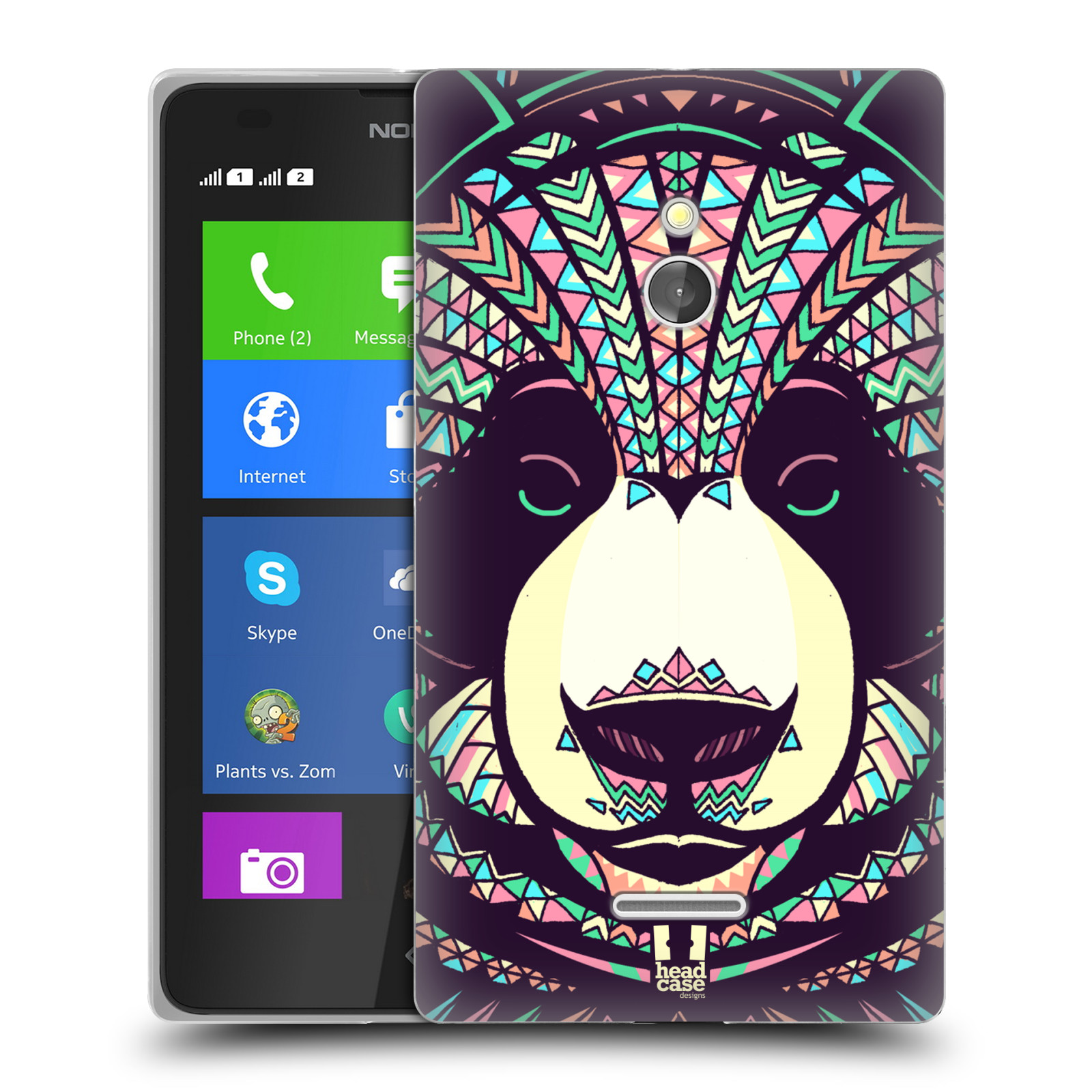 HEAD CASE silikonový obal na mobil NOKIA XL / NOKIA XL DUAL SIM vzor Aztécký motiv zvíře 3 panda