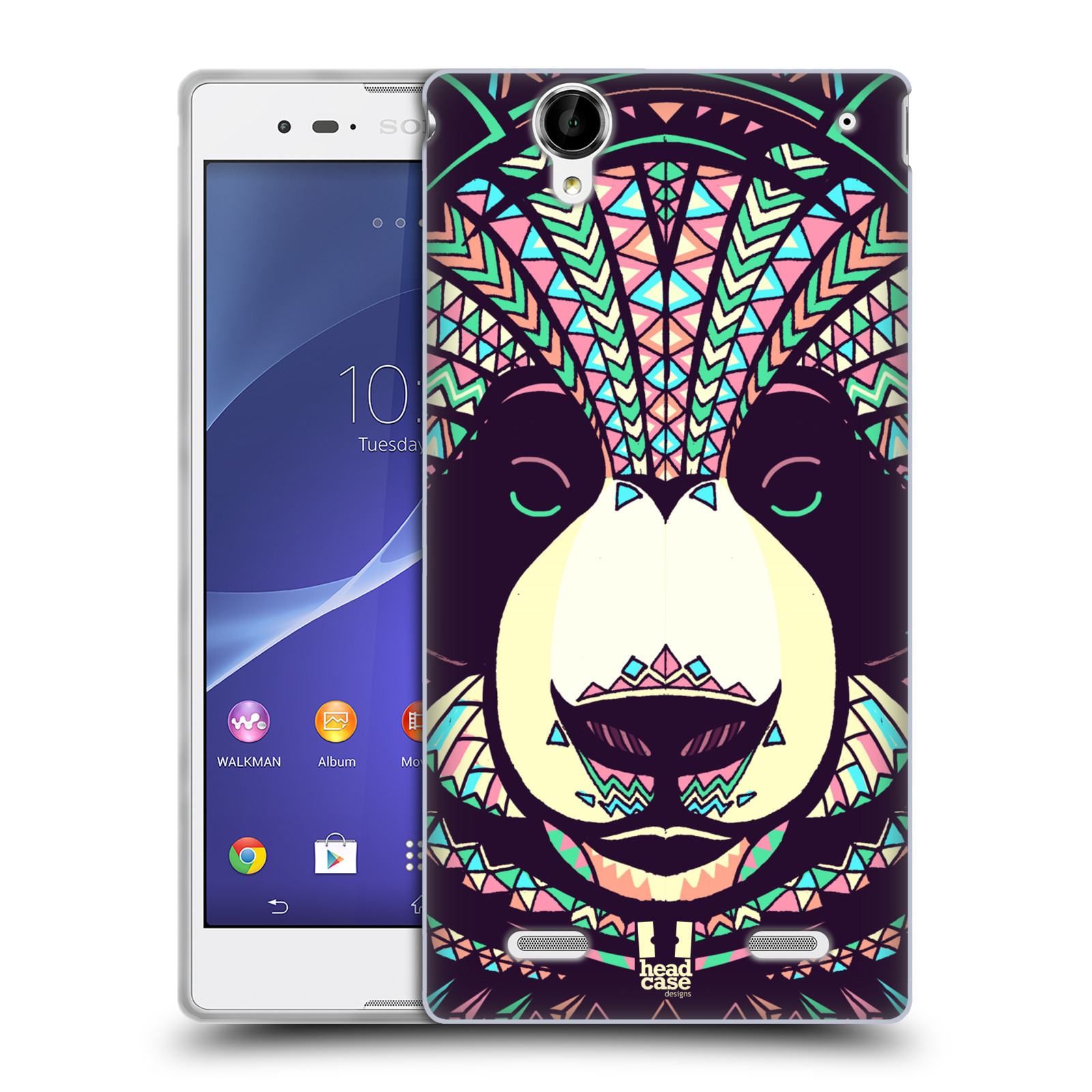 HEAD CASE silikonový obal na mobil Sony Xperia T2 Ultra/T2 Ultra DUAL SIM vzor Aztécký motiv zvíře 3 panda
