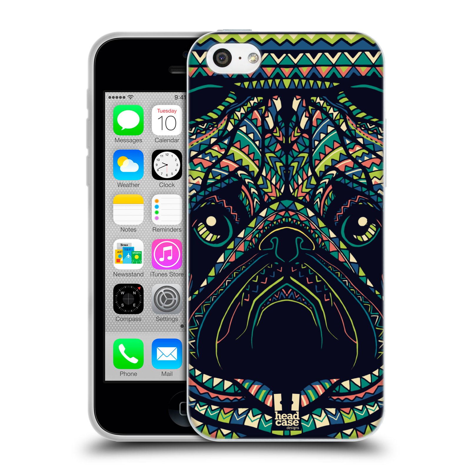 HEAD CASE silikonový obal na mobil Apple Iphone 5C vzor Aztécký motiv zvíře 3 mopsík