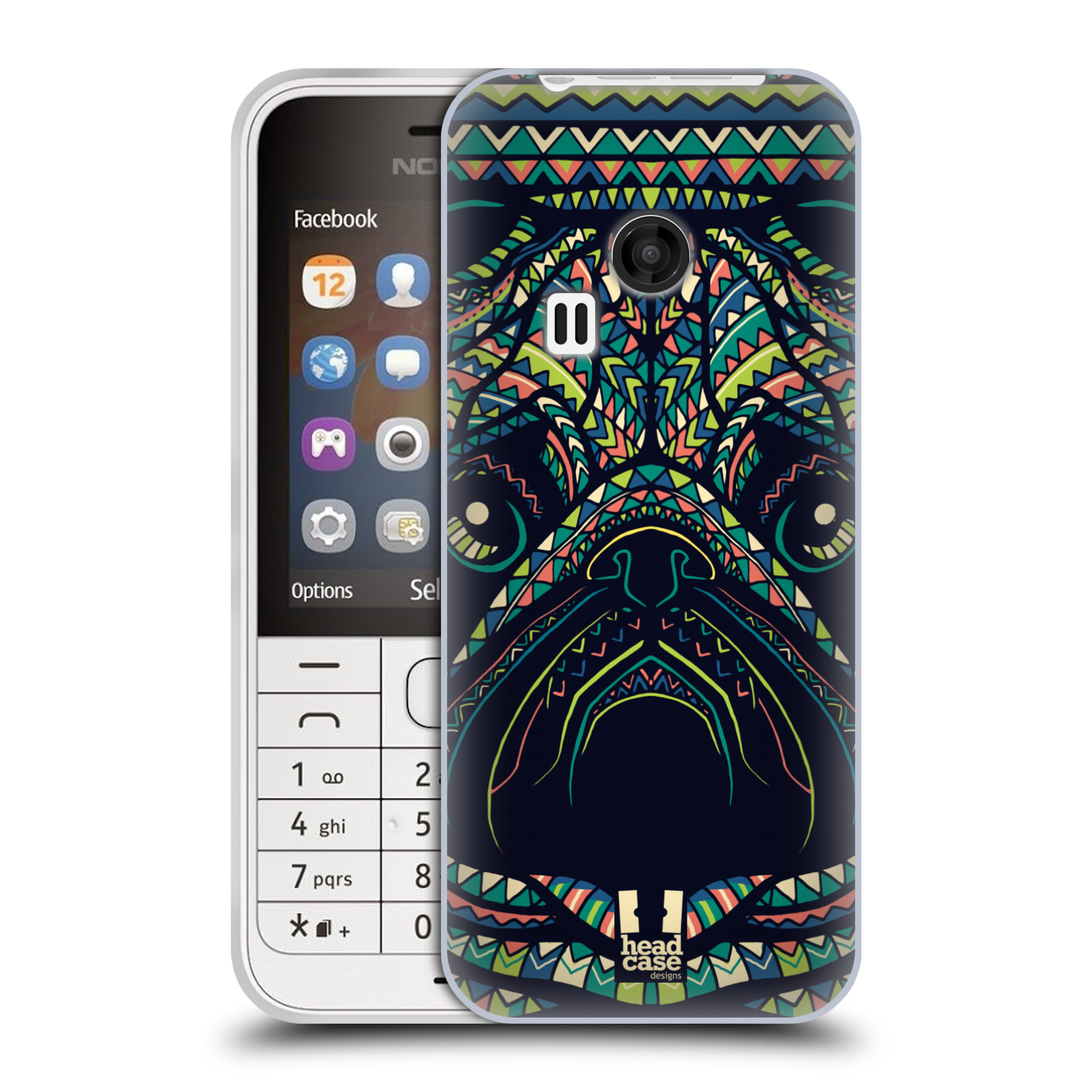 HEAD CASE silikonový obal na mobil NOKIA 220 / NOKIA 220 DUAL SIM vzor Aztécký motiv zvíře 3 mopsík