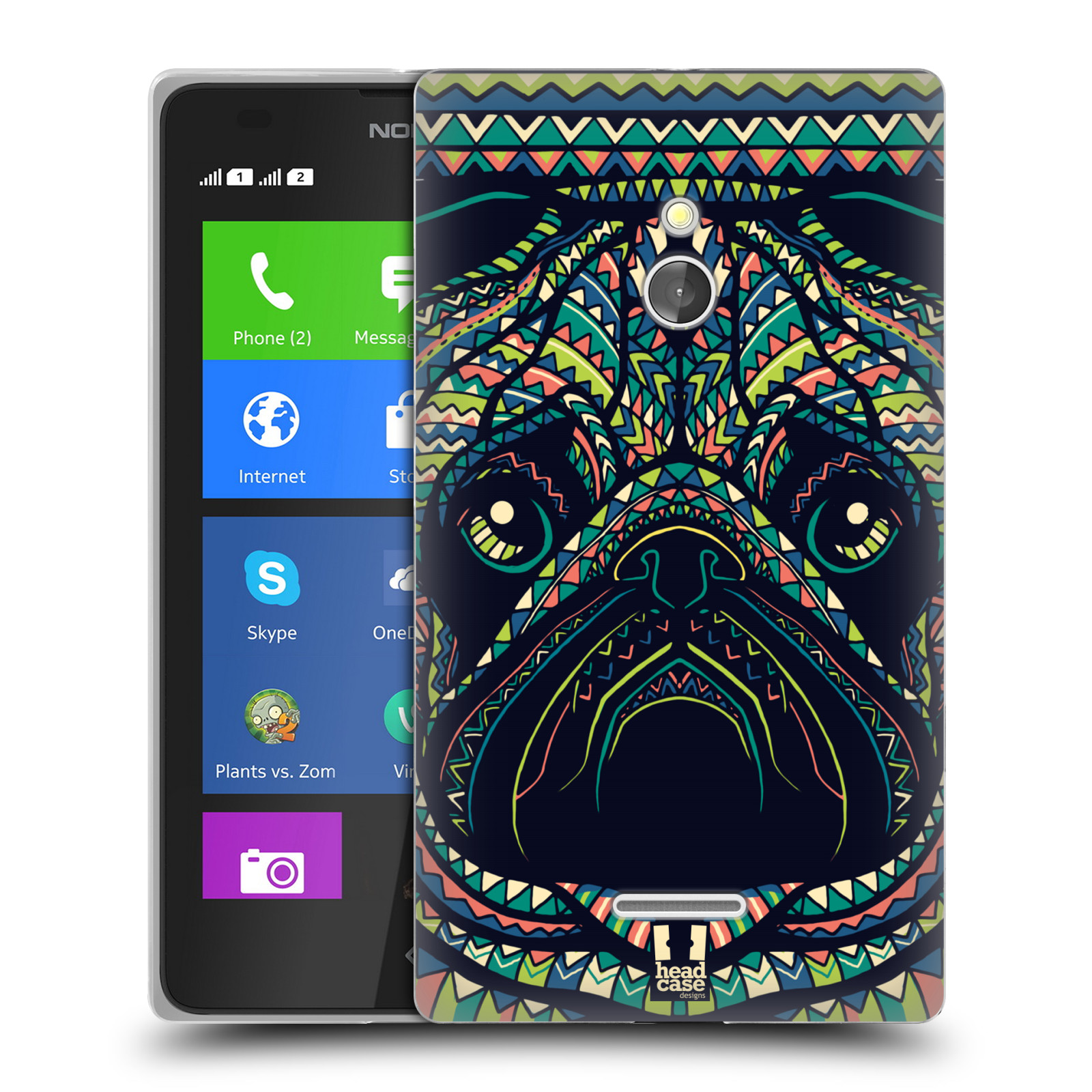 HEAD CASE silikonový obal na mobil NOKIA XL / NOKIA XL DUAL SIM vzor Aztécký motiv zvíře 3 mopsík