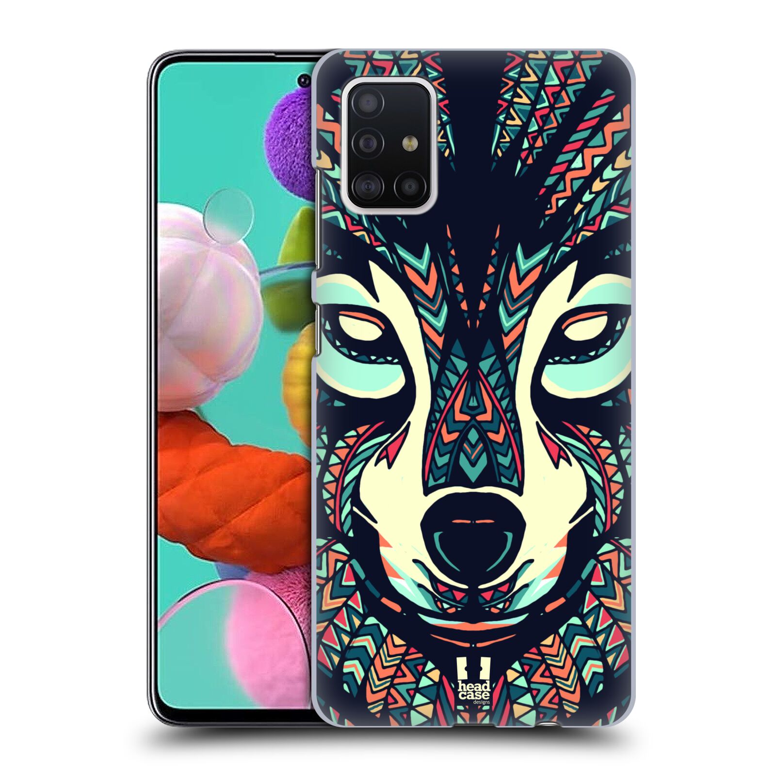Pouzdro na mobil Samsung Galaxy A51 - HEAD CASE - vzor Aztécký motiv zvíře 3 vlk