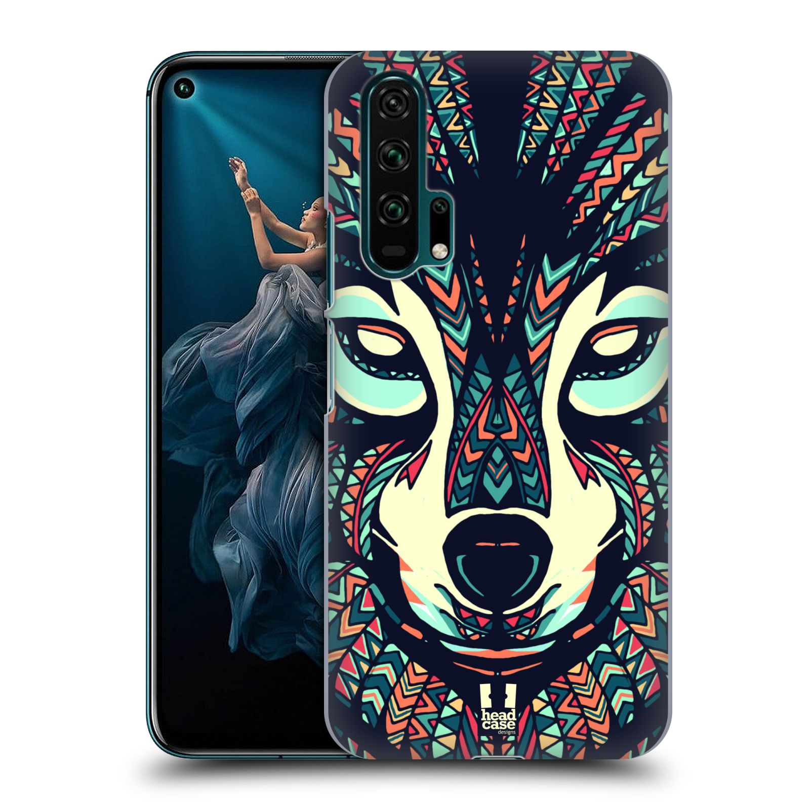 Pouzdro na mobil Honor 20 PRO - HEAD CASE - vzor Aztécký motiv zvíře 3 vlk