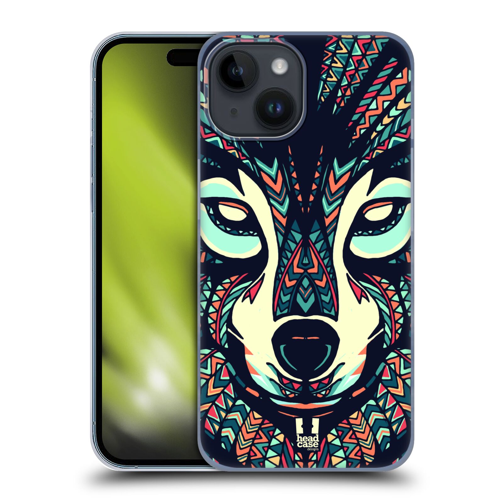 Plastový obal HEAD CASE na mobil Apple Iphone 15 vzor Aztécký motiv zvíře 3 vlk