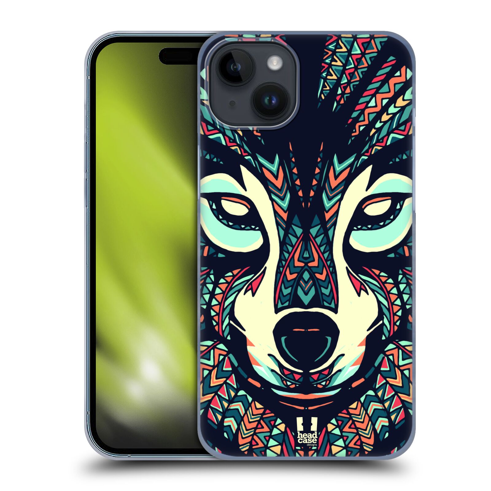 Plastový obal HEAD CASE na mobil Apple Iphone 15 PLUS vzor Aztécký motiv zvíře 3 vlk