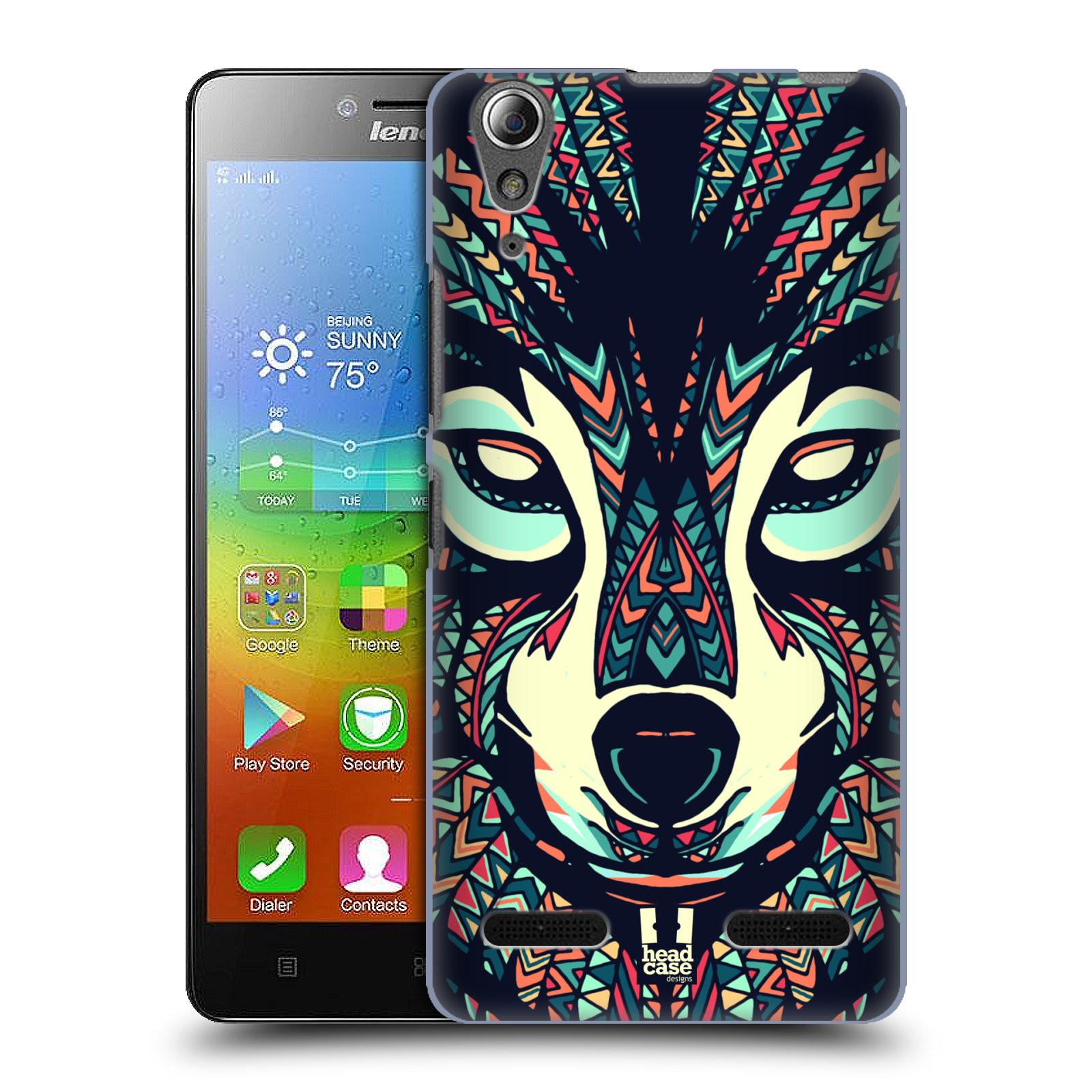 HEAD CASE pevný plastový obal na mobil LENOVO A6000 / A6000 PLUS vzor Aztécký motiv zvíře 3 vlk