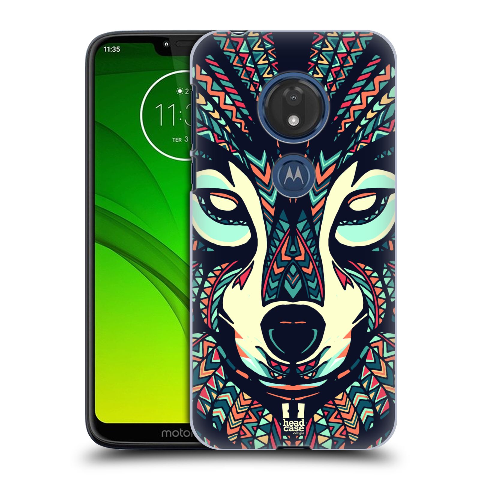 Pouzdro na mobil Motorola Moto G7 Play vzor Aztécký motiv zvíře 3 vlk