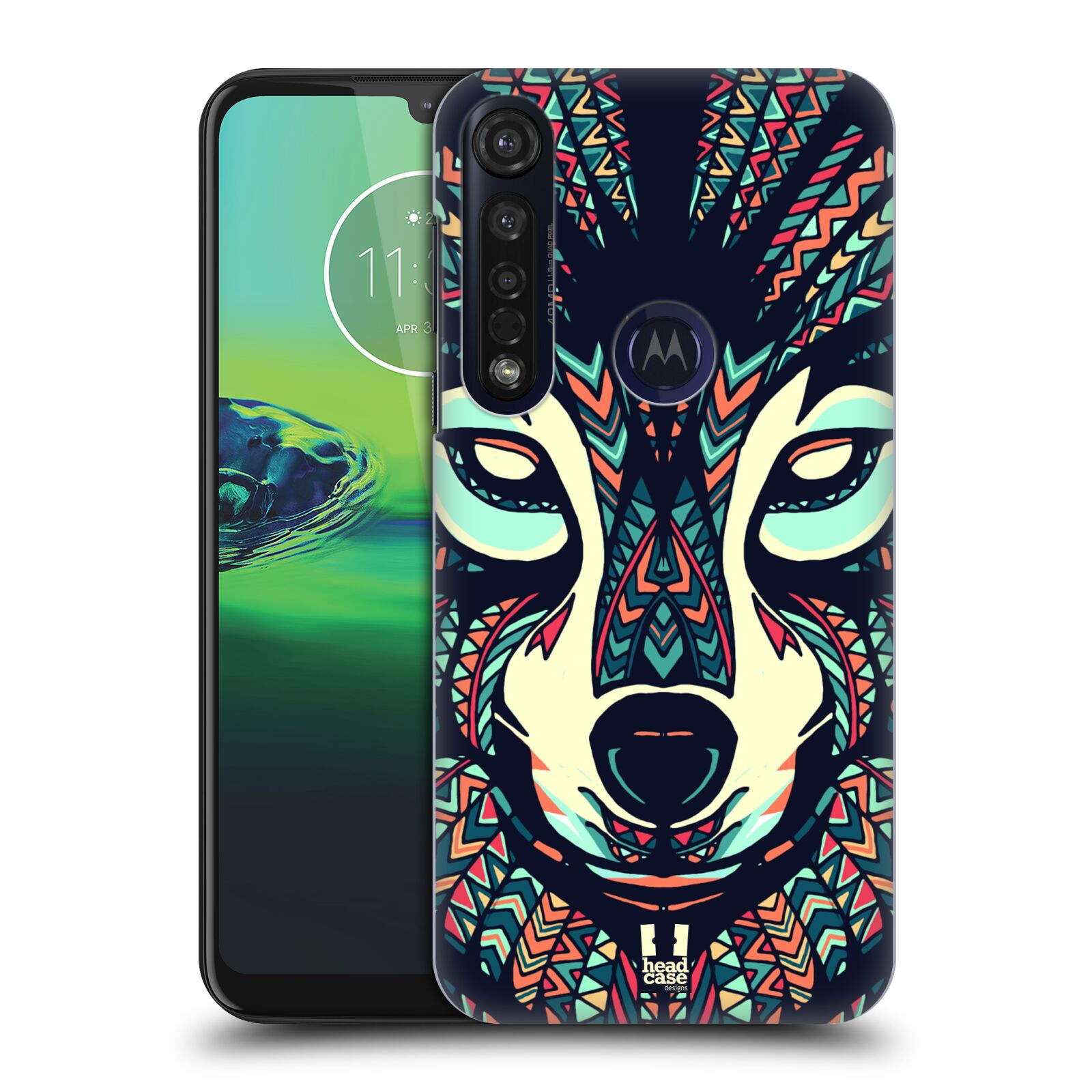 Pouzdro na mobil Motorola Moto G8 PLUS - HEAD CASE - vzor Aztécký motiv zvíře 3 vlk