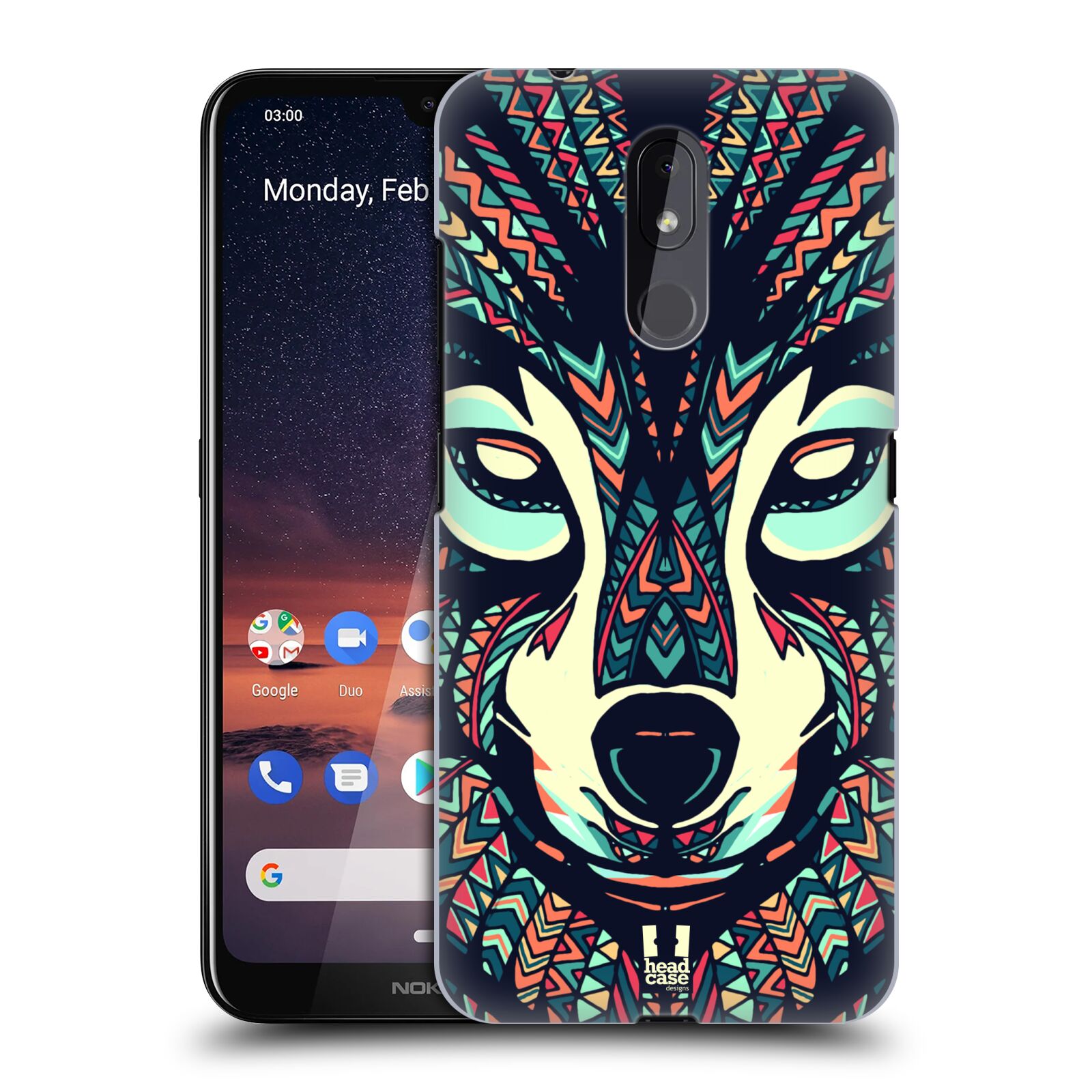 Pouzdro na mobil Nokia 3.2 - HEAD CASE - vzor Aztécký motiv zvíře 3 vlk