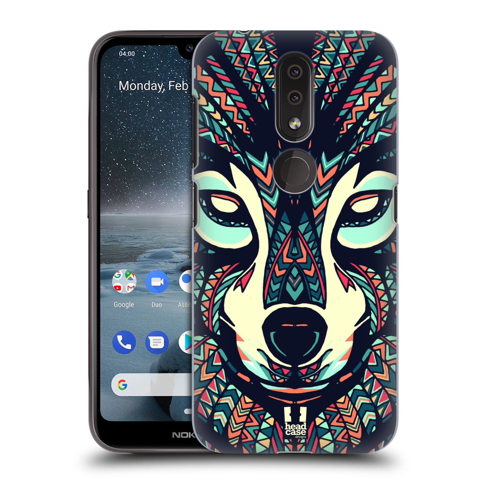 Pouzdro na mobil Nokia 4.2 - HEAD CASE - vzor Aztécký motiv zvíře 3 vlk