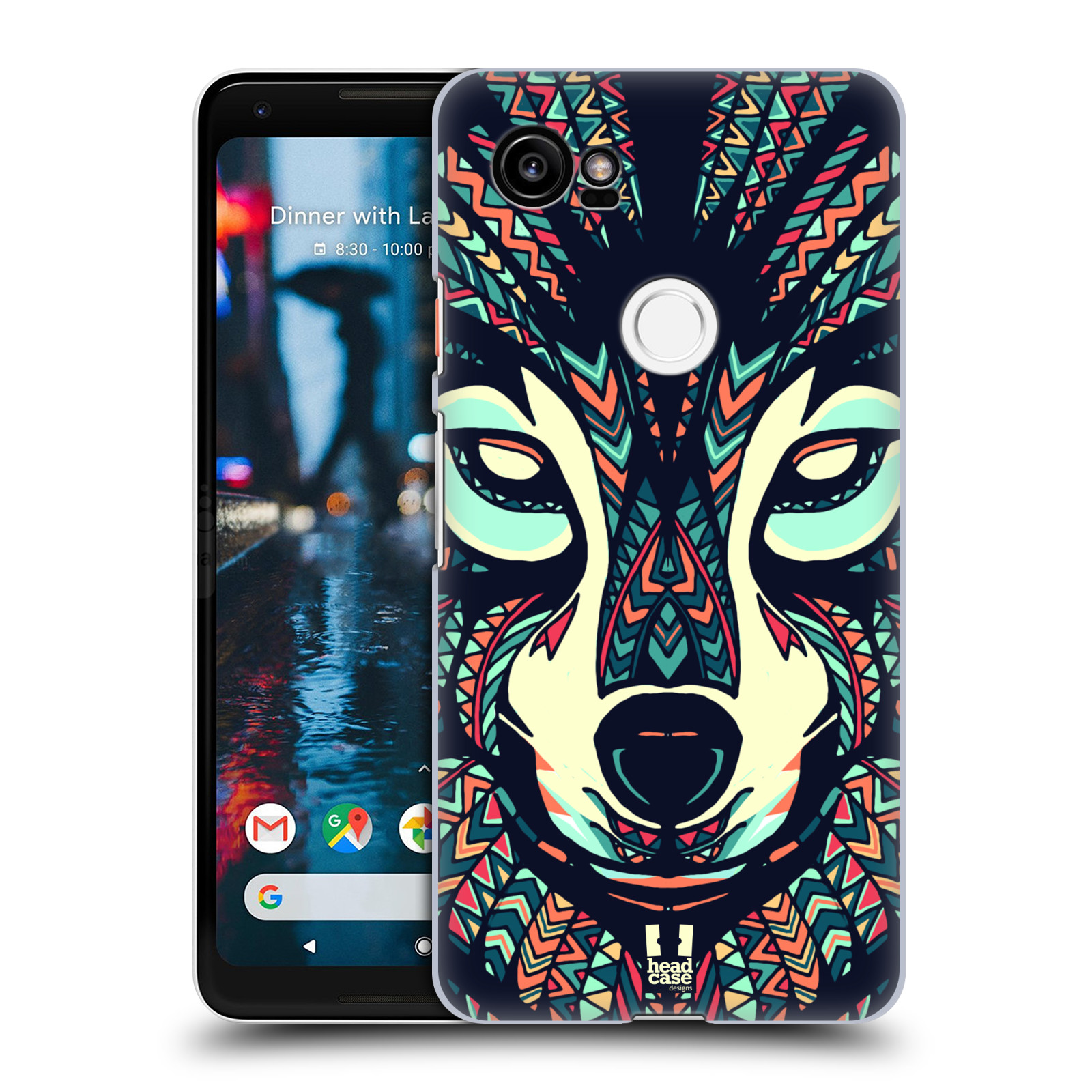 HEAD CASE plastový obal na mobil Google Pixel 2 XL vzor Aztécký motiv zvíře 3 vlk