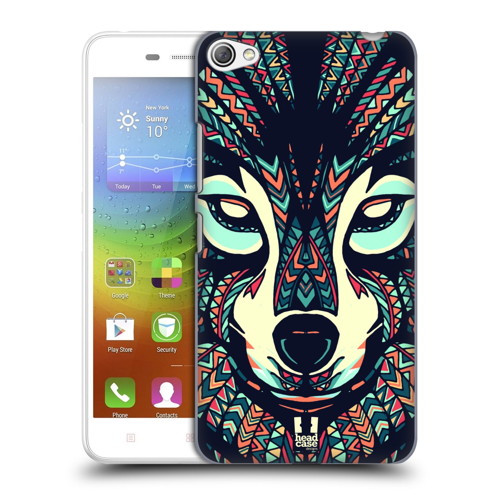HEAD CASE pevný plastový obal na mobil LENOVO S60 / LENOVO S60 DUAL SIM vzor Aztécký motiv zvíře 3 vlk