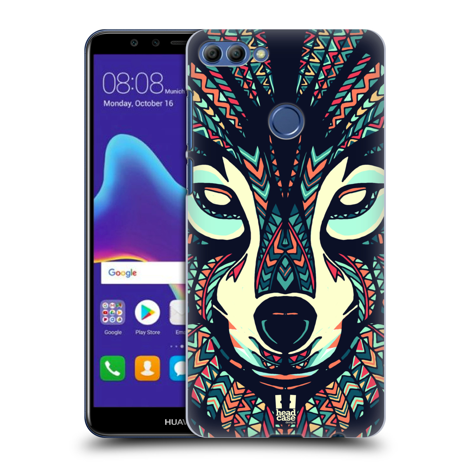 HEAD CASE plastový obal na mobil Huawei Y9 2018 vzor Aztécký motiv zvíře 3 vlk