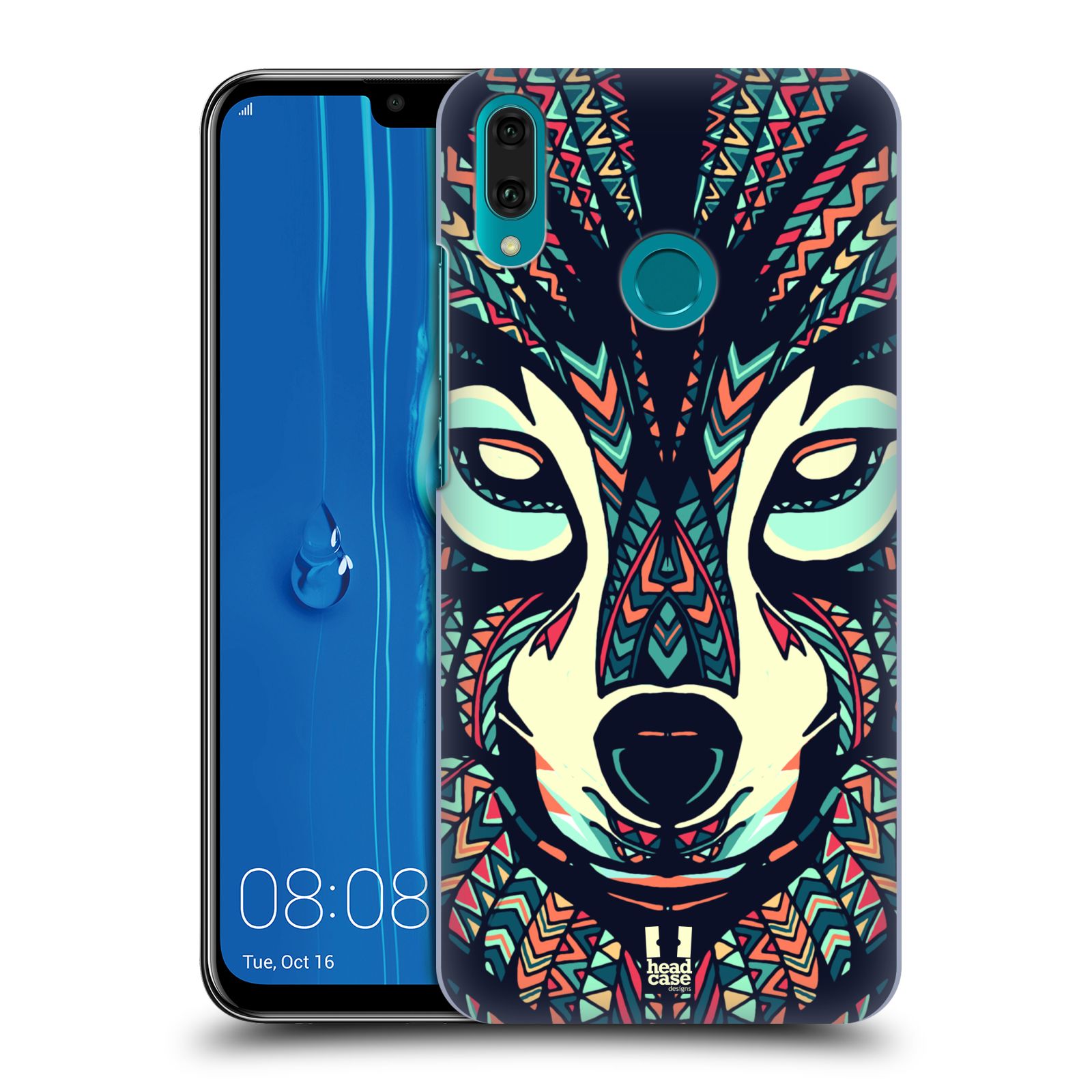 Pouzdro na mobil Huawei Y9 2019 - HEAD CASE - vzor Aztécký motiv zvíře 3 vlk