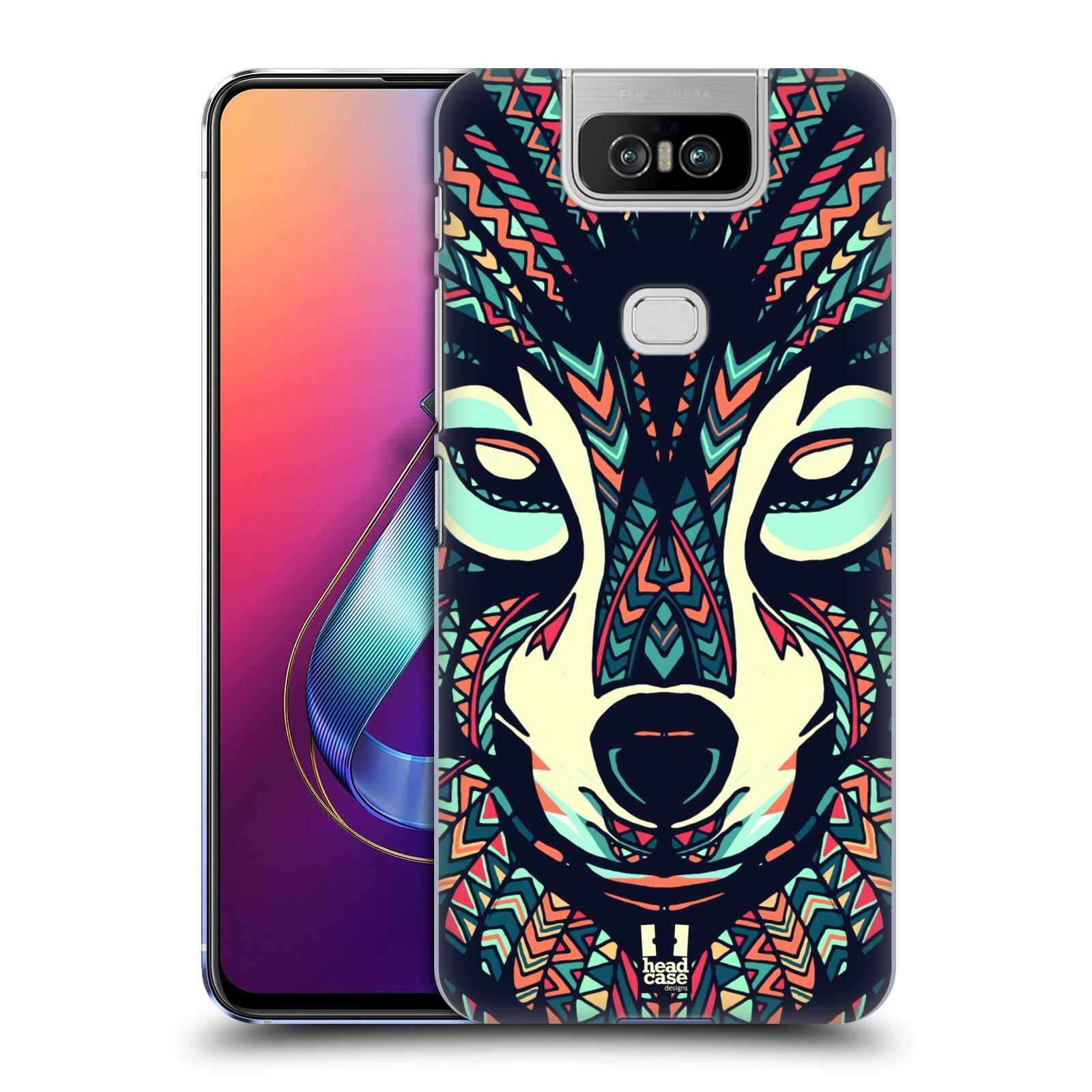 Pouzdro na mobil Asus Zenfone 6 ZS630KL - HEAD CASE - vzor Aztécký motiv zvíře 3 vlk