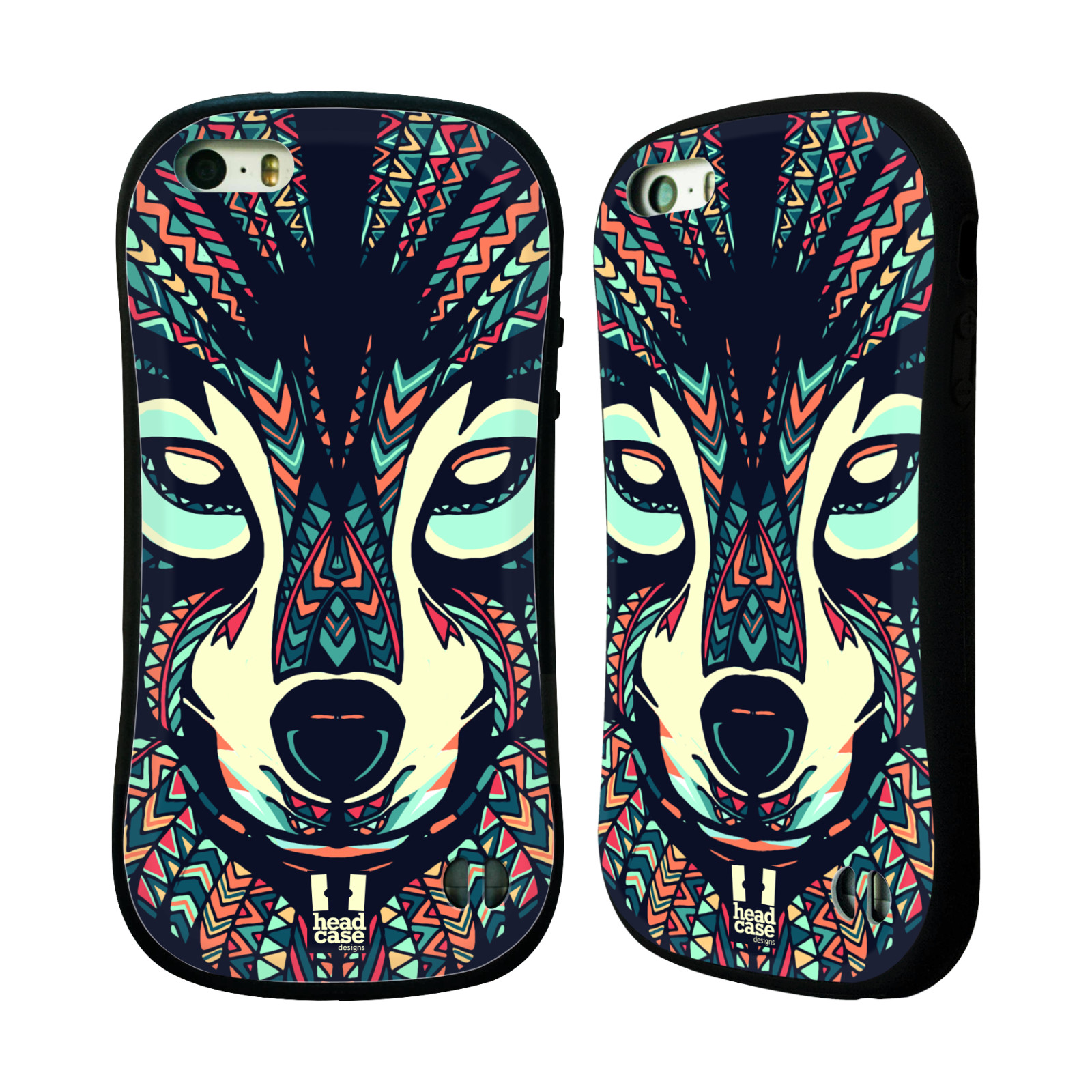 HEAD CASE silikon/plast odolný obal na mobil Apple Iphone 5/5S vzor Aztécký motiv zvíře 3 vlk