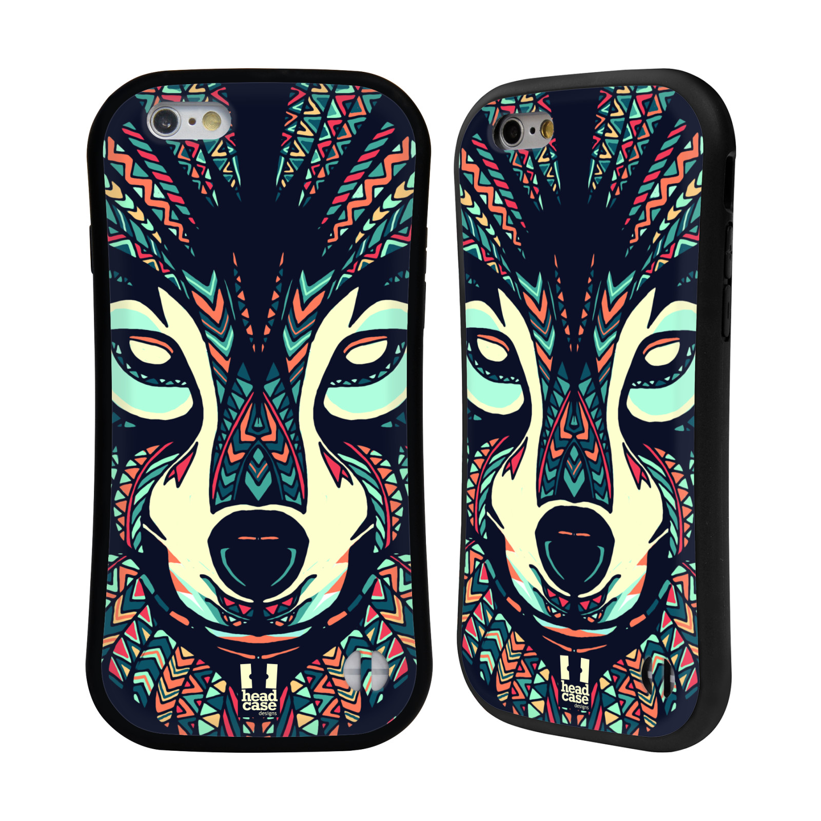 HEAD CASE silikon/plast odolný obal na mobil Apple Iphone 6/6S vzor Aztécký motiv zvíře 3 vlk