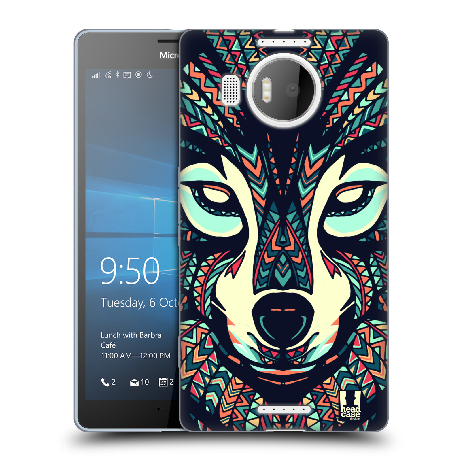 HEAD CASE silikonový obal na mobil NOKIA, MICROSOFT LUMIA 950 XL / LUMIA 950 XL DUAL SIM vzor Aztécký motiv zvíře 3 vlk