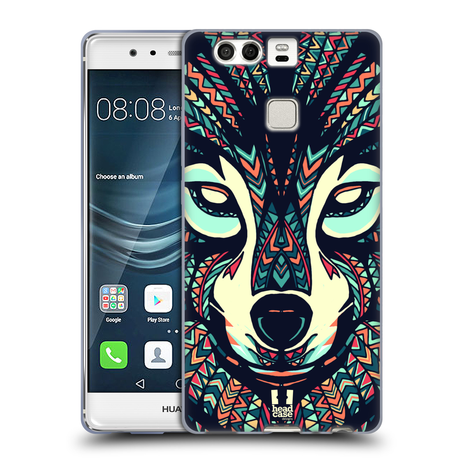 HEAD CASE silikonový obal na mobil Huawei P9 / P9 DUAL SIM vzor Aztécký motiv zvíře 3 vlk