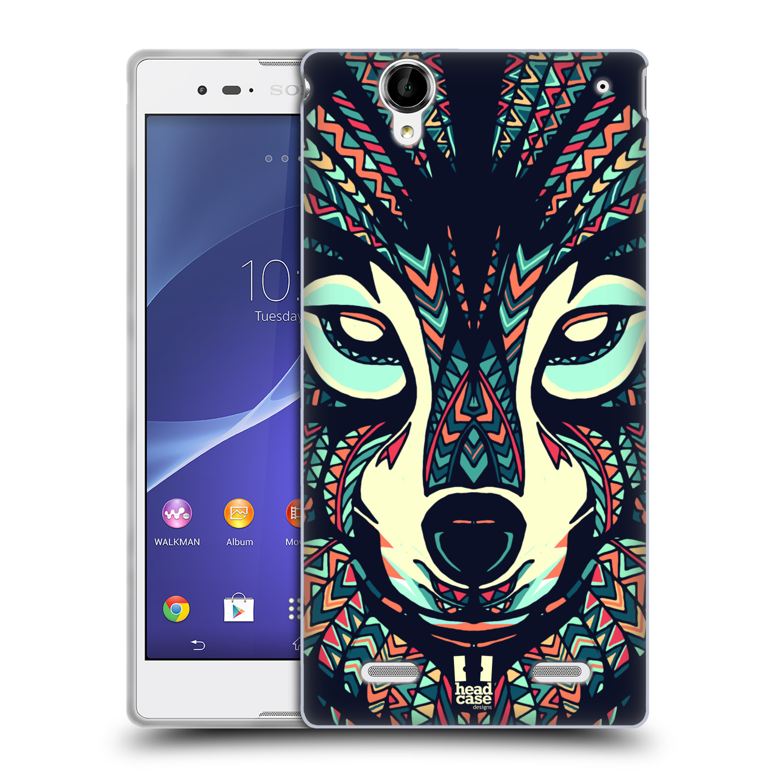 HEAD CASE silikonový obal na mobil Sony Xperia T2 Ultra/T2 Ultra DUAL SIM vzor Aztécký motiv zvíře 3 vlk
