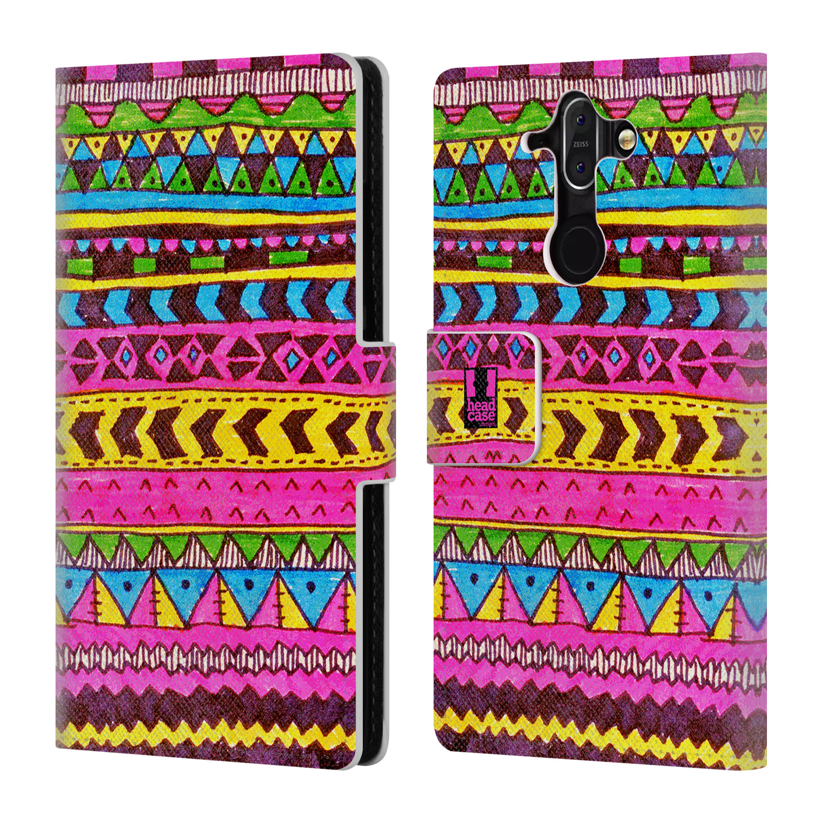 HEAD CASE Flipové pouzdro pro mobil Nokia 8 SIROCCO Barevná aztécká čmáranice růžová