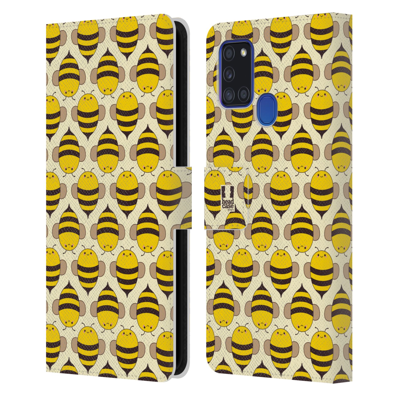 HEAD CASE Flipové pouzdro pro mobil Samsung Galaxy A21s VČELÍ VZOR kolonie včelek