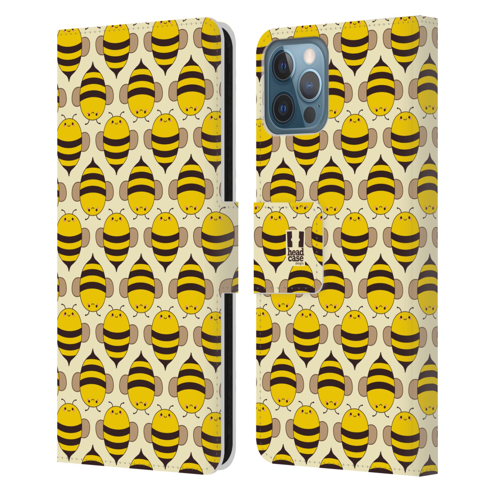 HEAD CASE Flipové pouzdro pro mobil Apple Iphone 12 / Iphone 12 PRO VČELÍ VZOR kolonie včelek