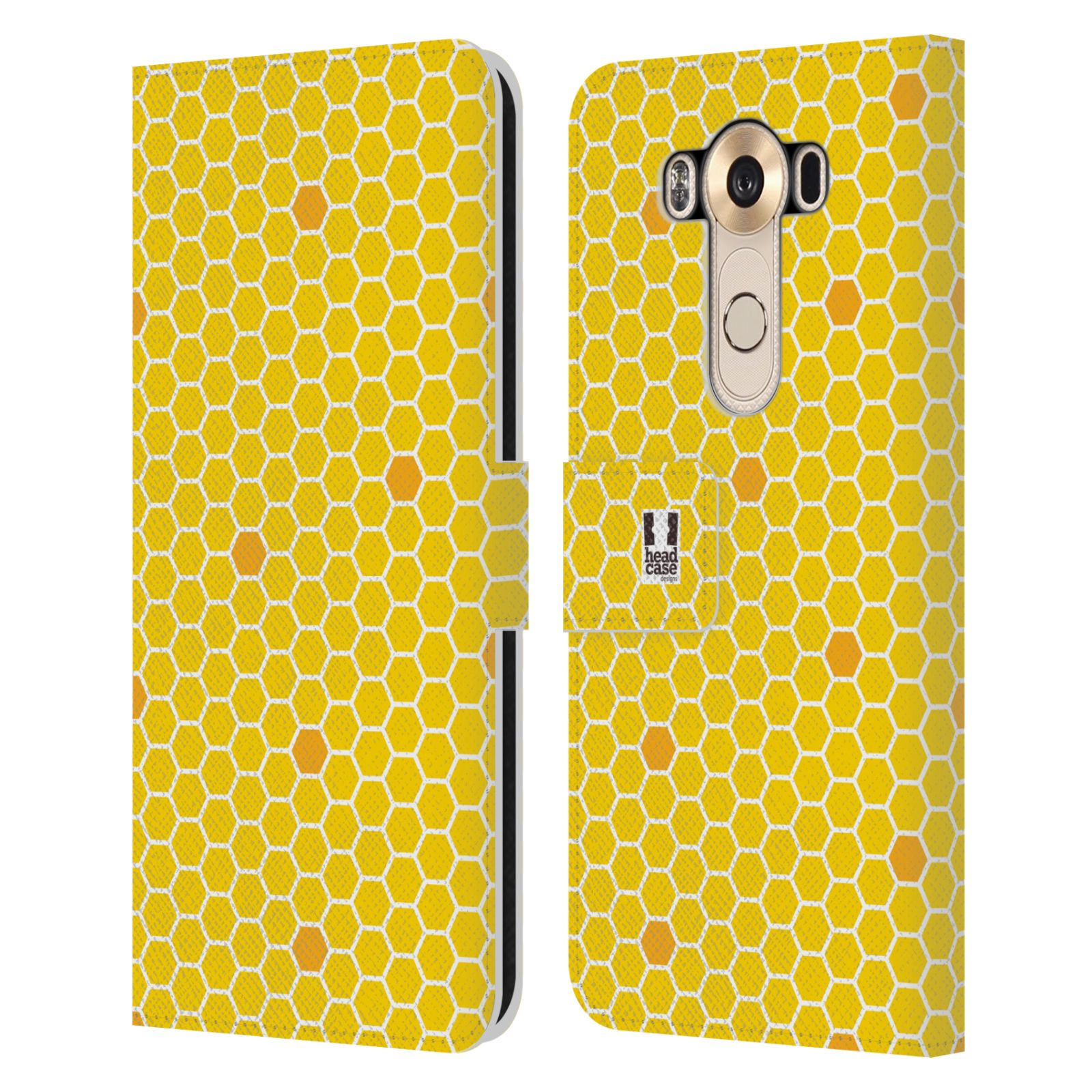 HEAD CASE Flipové pouzdro pro mobil LG V10 VČELÍ VZOR plástev žlutá