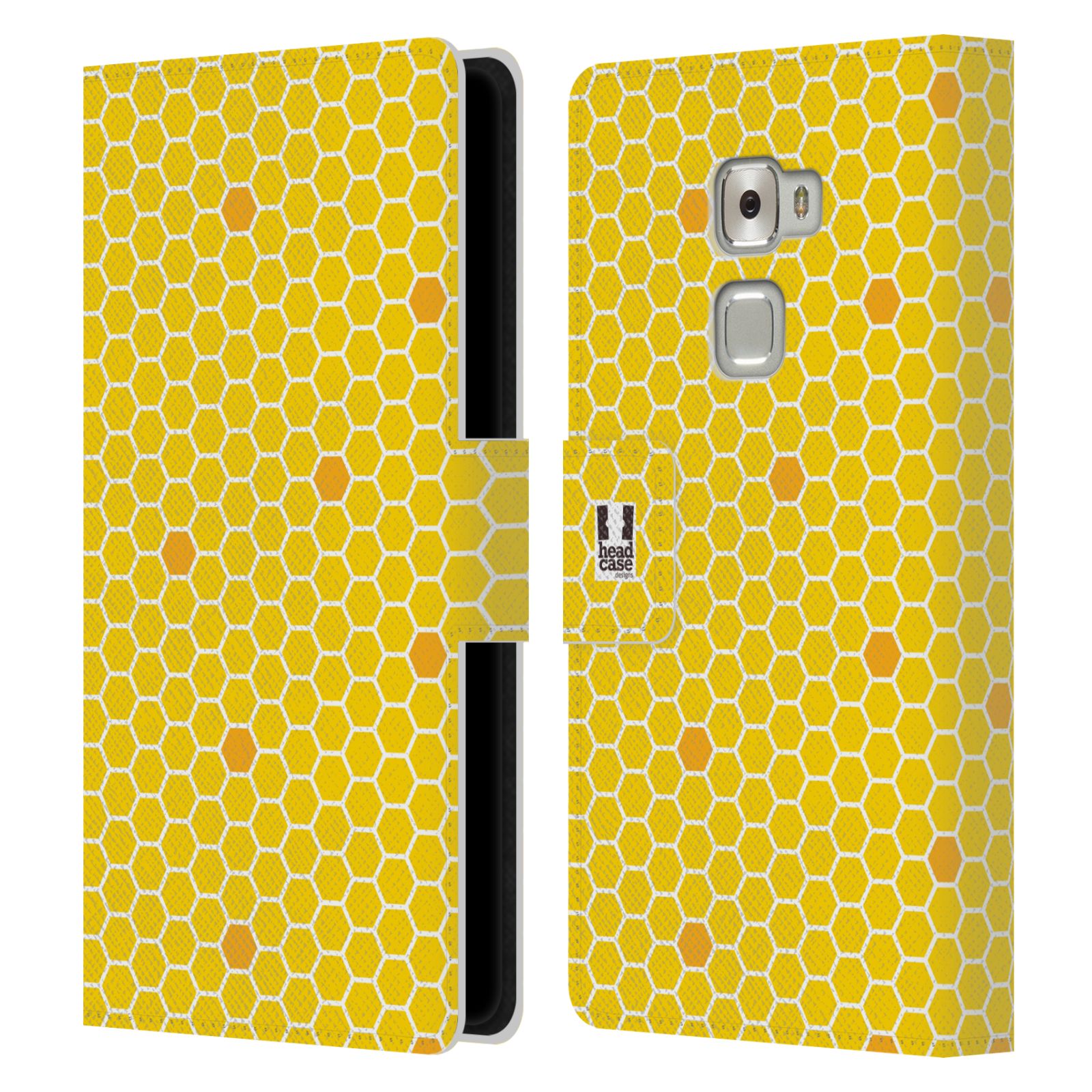 HEAD CASE Flipové pouzdro pro mobil Huawei MATE S VČELÍ VZOR plástev žlutá