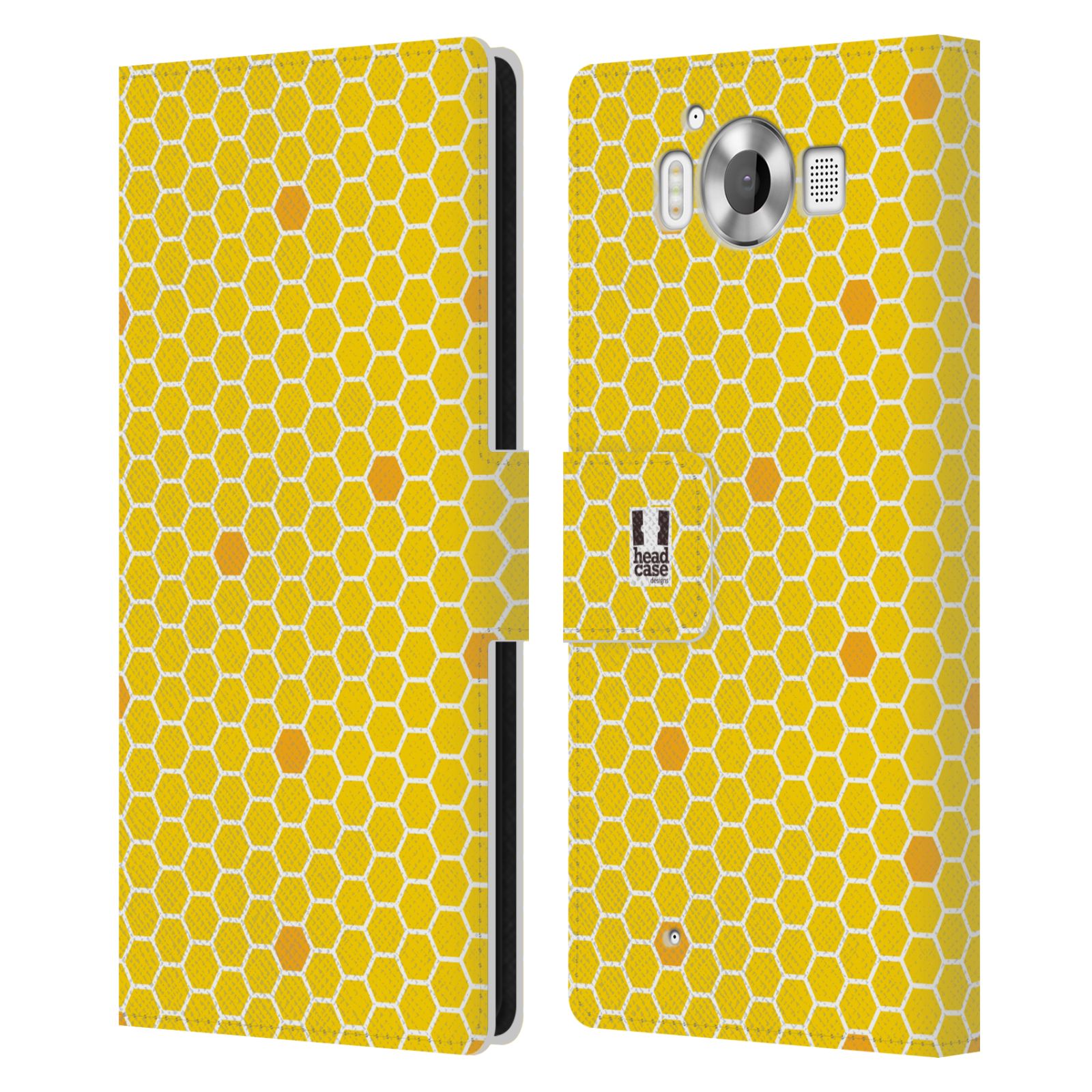 HEAD CASE Flipové pouzdro pro mobil Microsoft Lumia 950 / LUMIA 950 DUAL SIM VČELÍ VZOR plástev žlutá