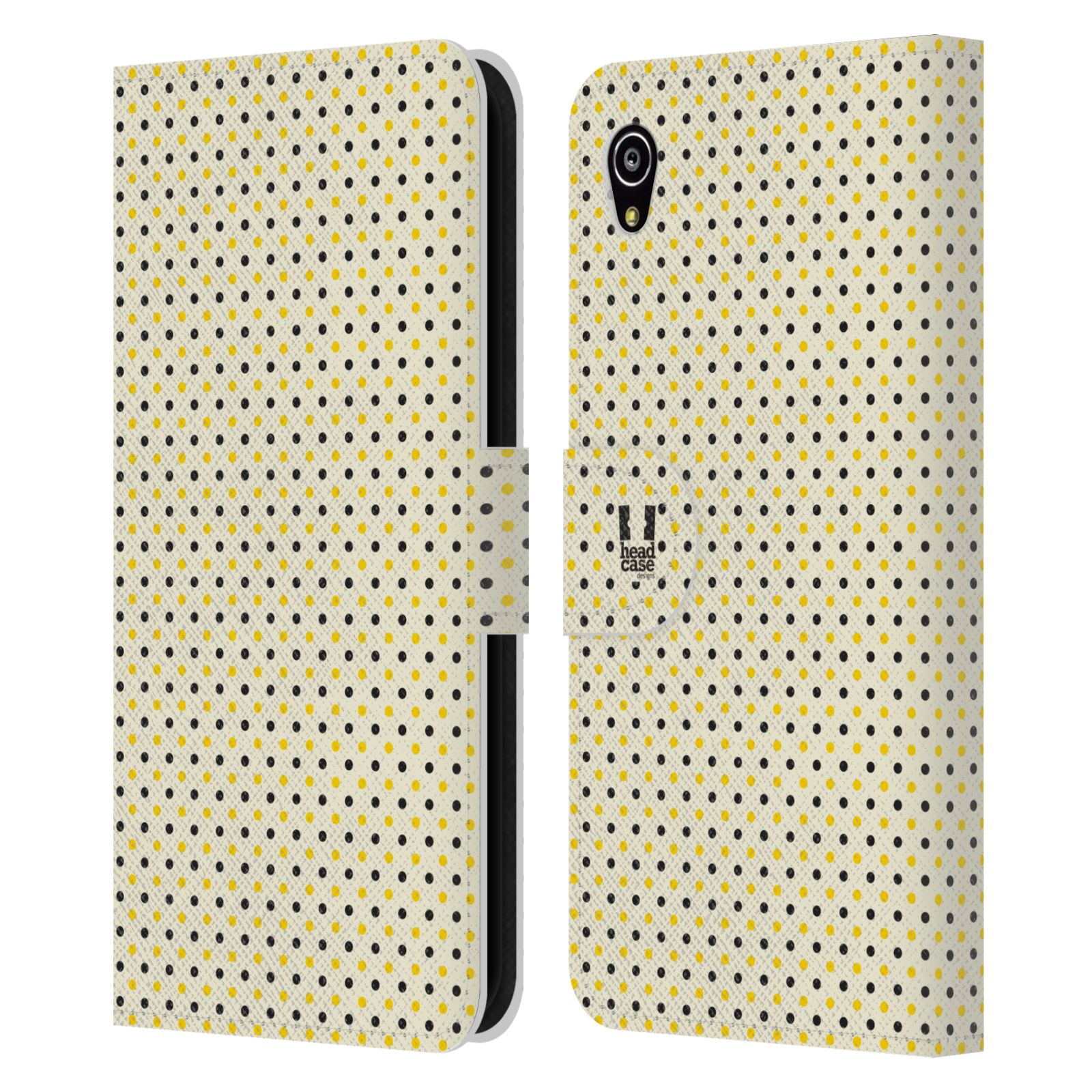 HEAD CASE Flipové pouzdro pro mobil SONY XPERIA M4 AQUA VČELÍ VZOR tečky a puntíky