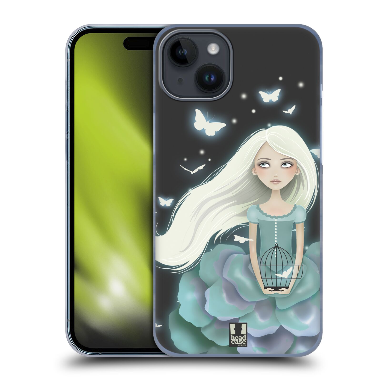 Plastový obal HEAD CASE na mobil Apple Iphone 15 PLUS  - děvče a motýlci