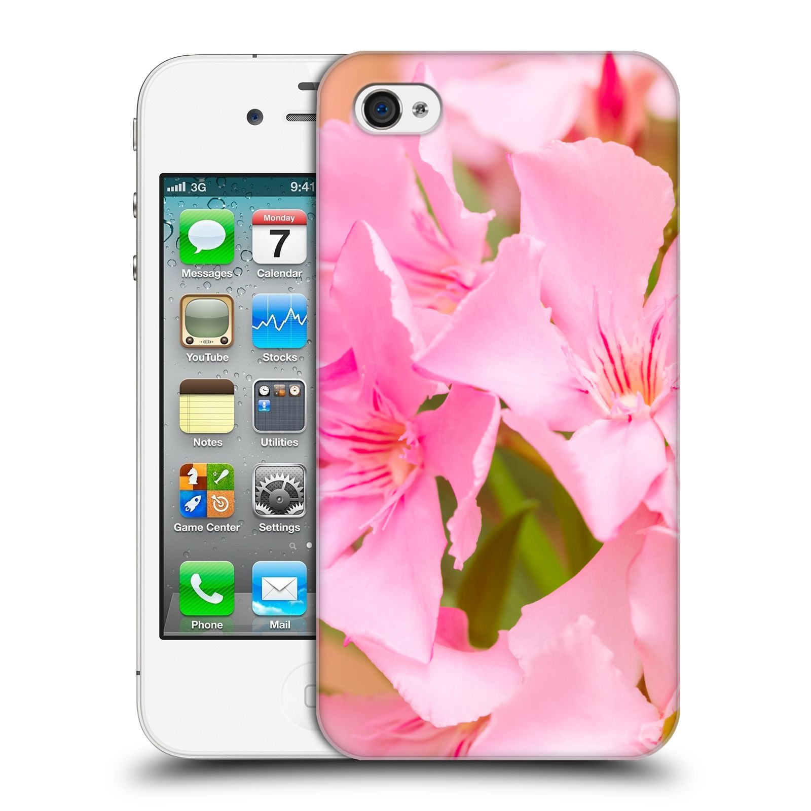 Zadní obal pro mobil Apple Iphone 4/4S - HEAD CASE - Beli - Růžové květy květina