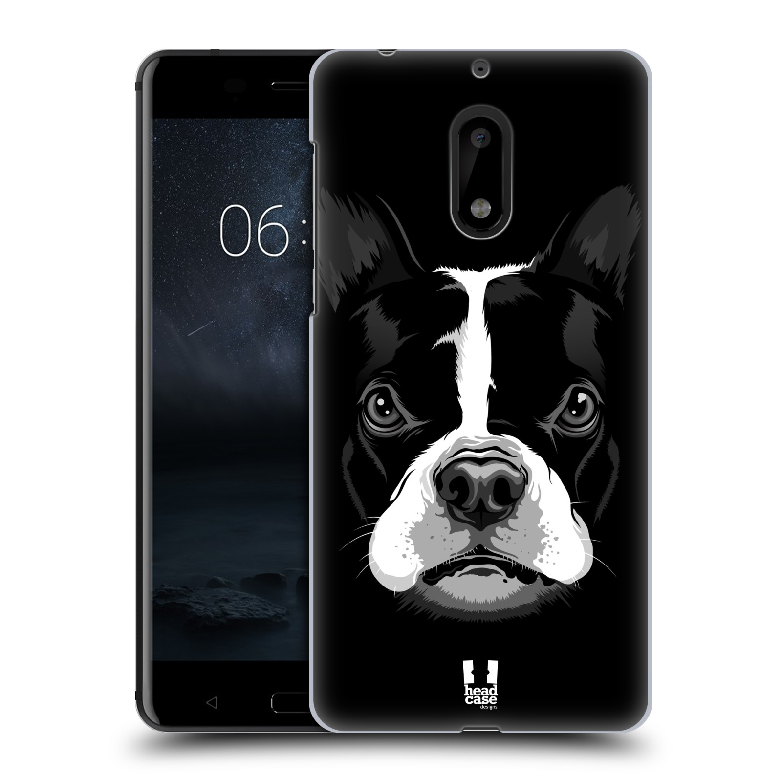 HEAD CASE plastový obal na mobil Nokia 6 vzor Zvíře kreslená tvář 2 buldok