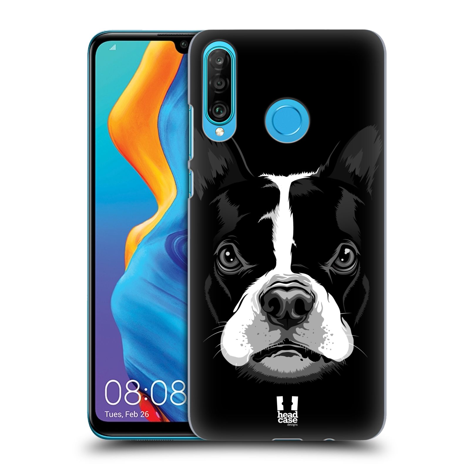 Pouzdro na mobil Huawei P30 LITE - HEAD CASE - vzor Zvíře kreslená tvář 2 buldok