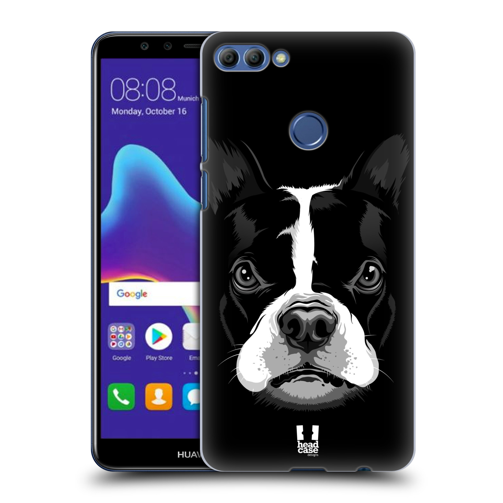 HEAD CASE plastový obal na mobil Huawei Y9 2018 vzor Zvíře kreslená tvář 2 buldok