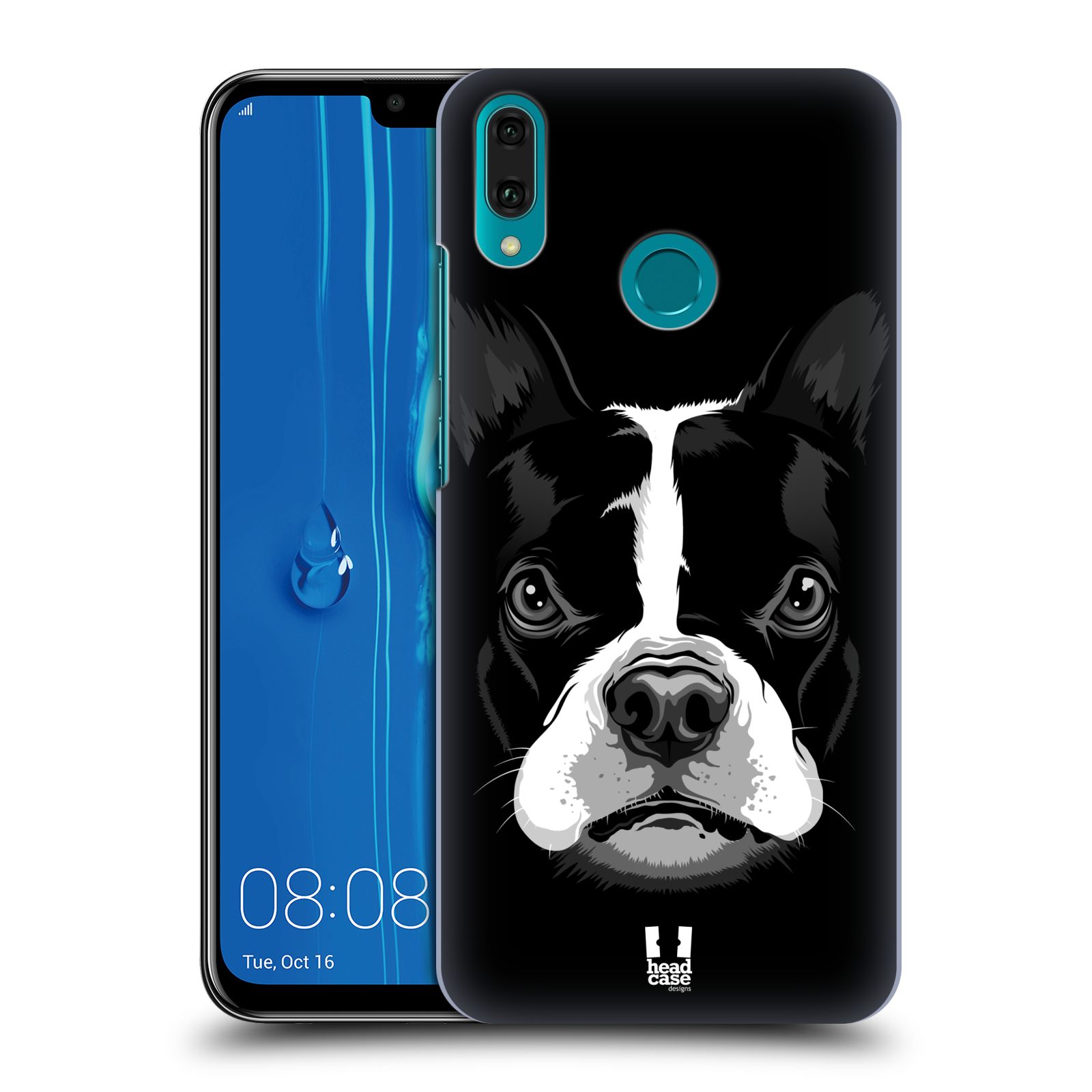Pouzdro na mobil Huawei Y9 2019 - HEAD CASE - vzor Zvíře kreslená tvář 2 buldok