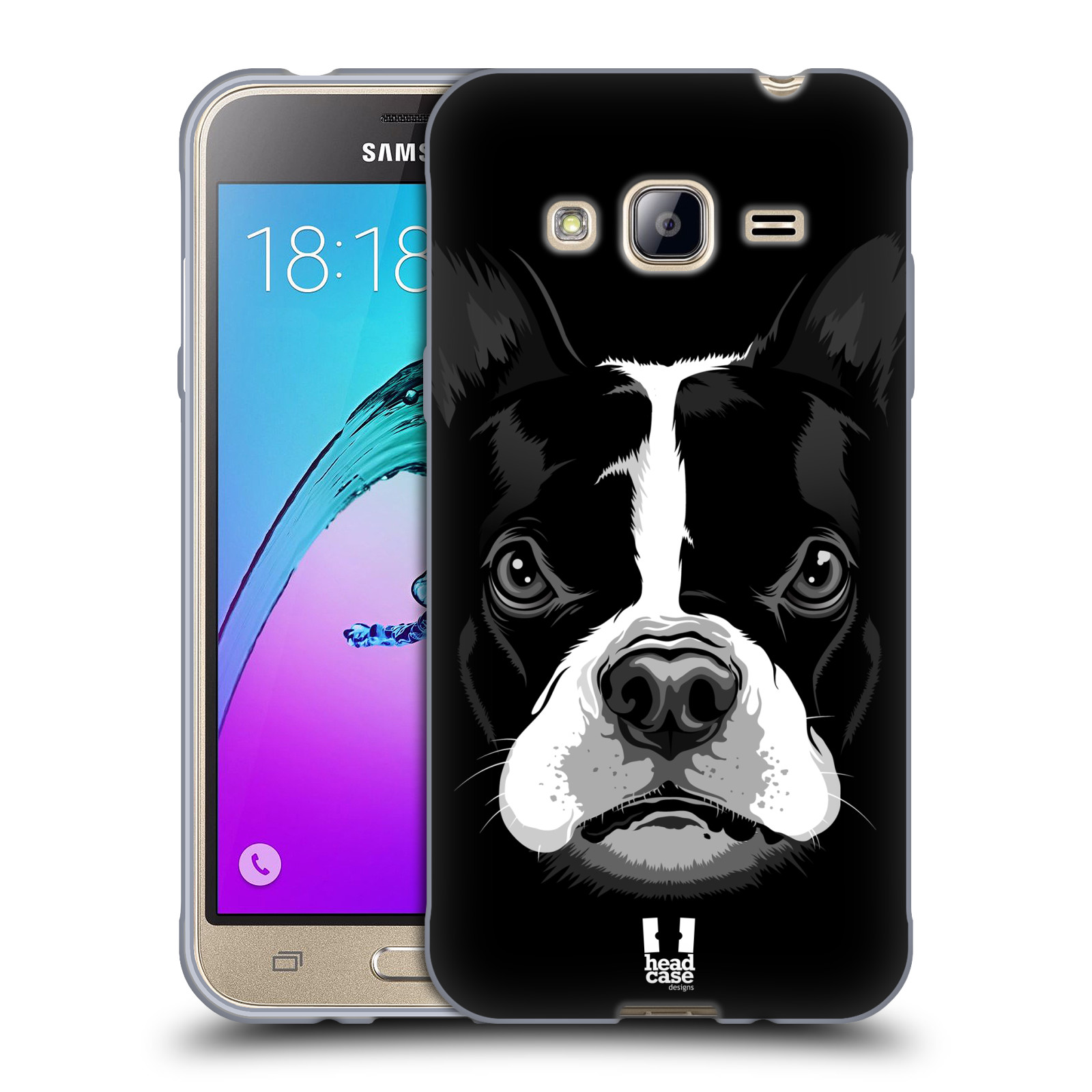 HEAD CASE silikonový obal na mobil Samsung Galaxy J3, J3 2016 vzor Zvíře kreslená tvář 2 buldok