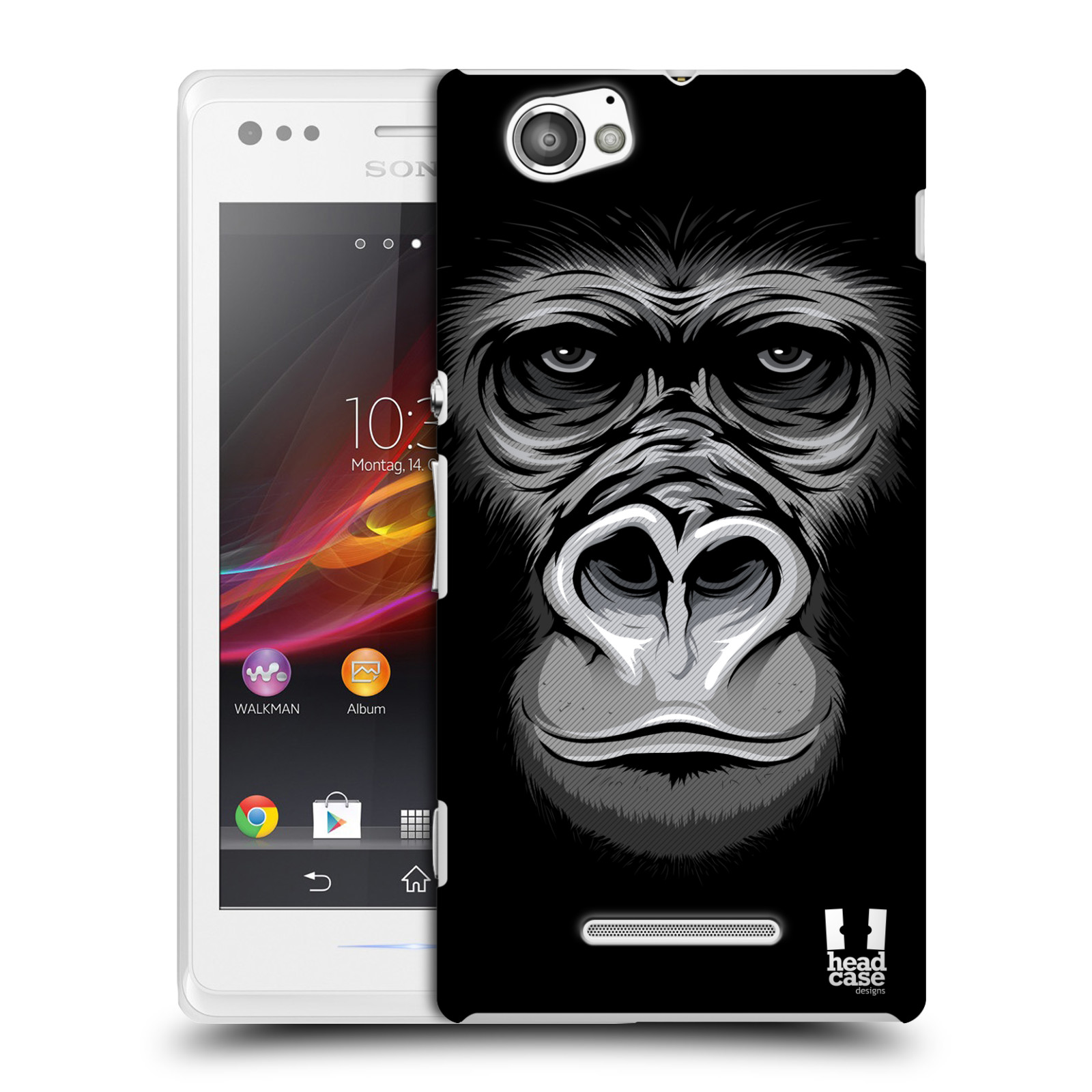 HEAD CASE plastový obal na mobil Sony Xperia M vzor Zvíře kreslená tvář 2 gorila