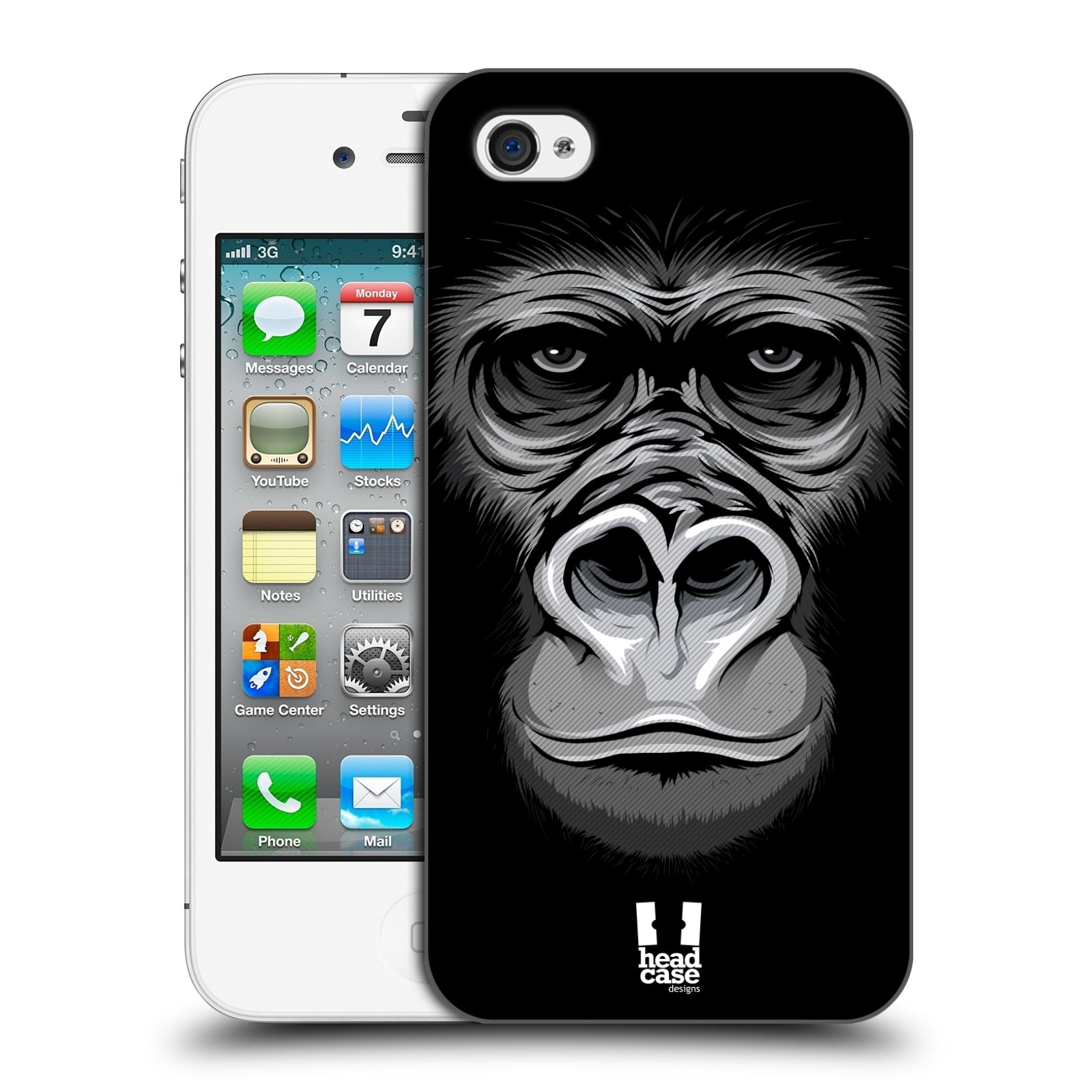 HEAD CASE plastový obal na mobil Apple Iphone 4/4S vzor Zvíře kreslená tvář 2 gorila