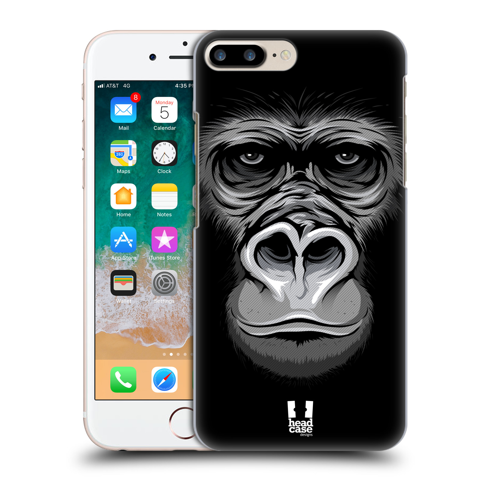 Plastové pouzdro pro mobil Apple Iphone 8 PLUS vzor Zvíře kreslená tvář 2 gorila