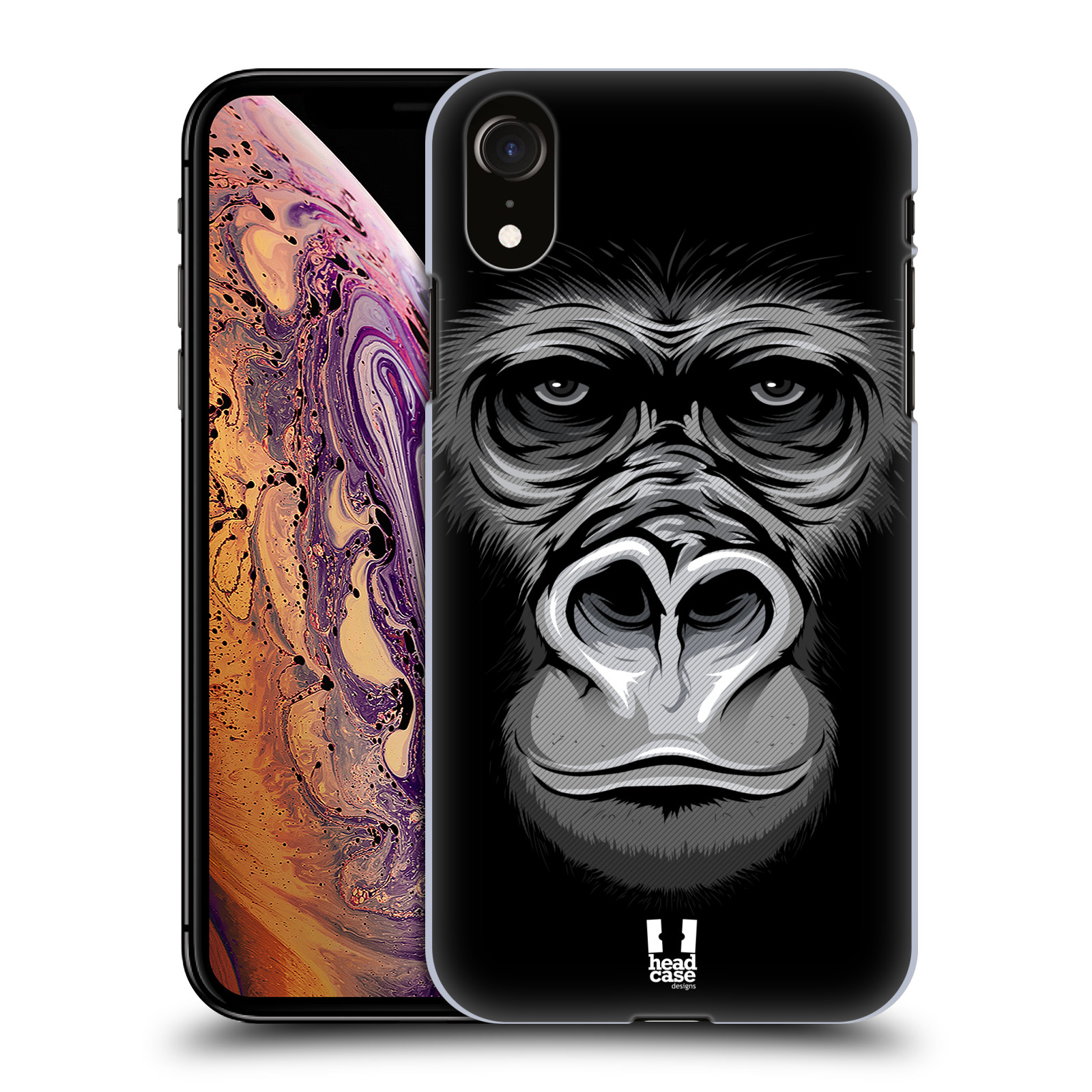 HEAD CASE plastový obal na mobil Apple Iphone XR vzor Zvíře kreslená tvář 2 gorila