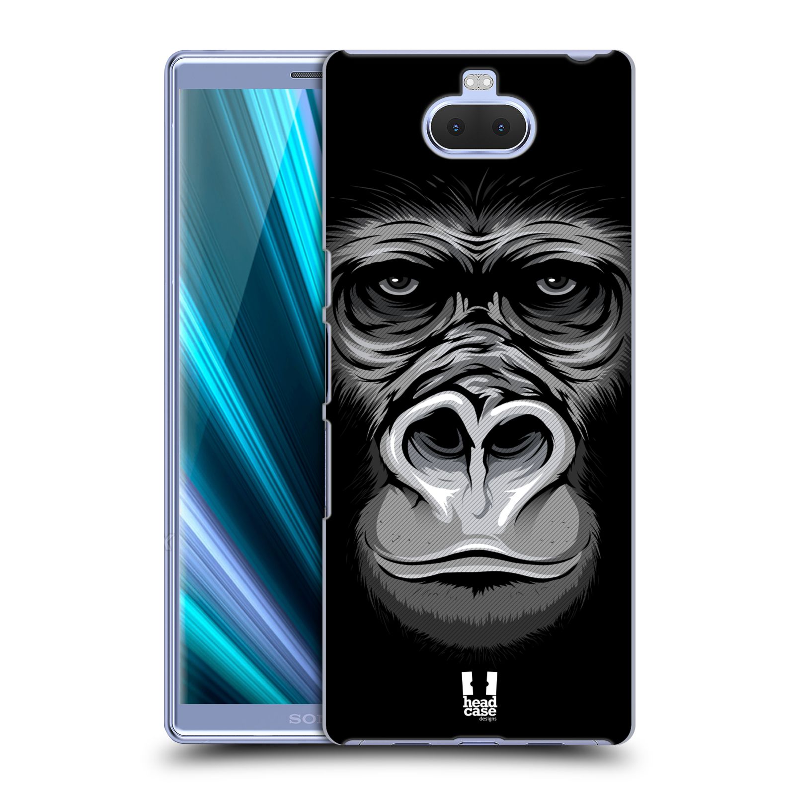 Pouzdro na mobil Sony Xperia 10 - Head Case - vzor Zvíře kreslená tvář 2 gorila