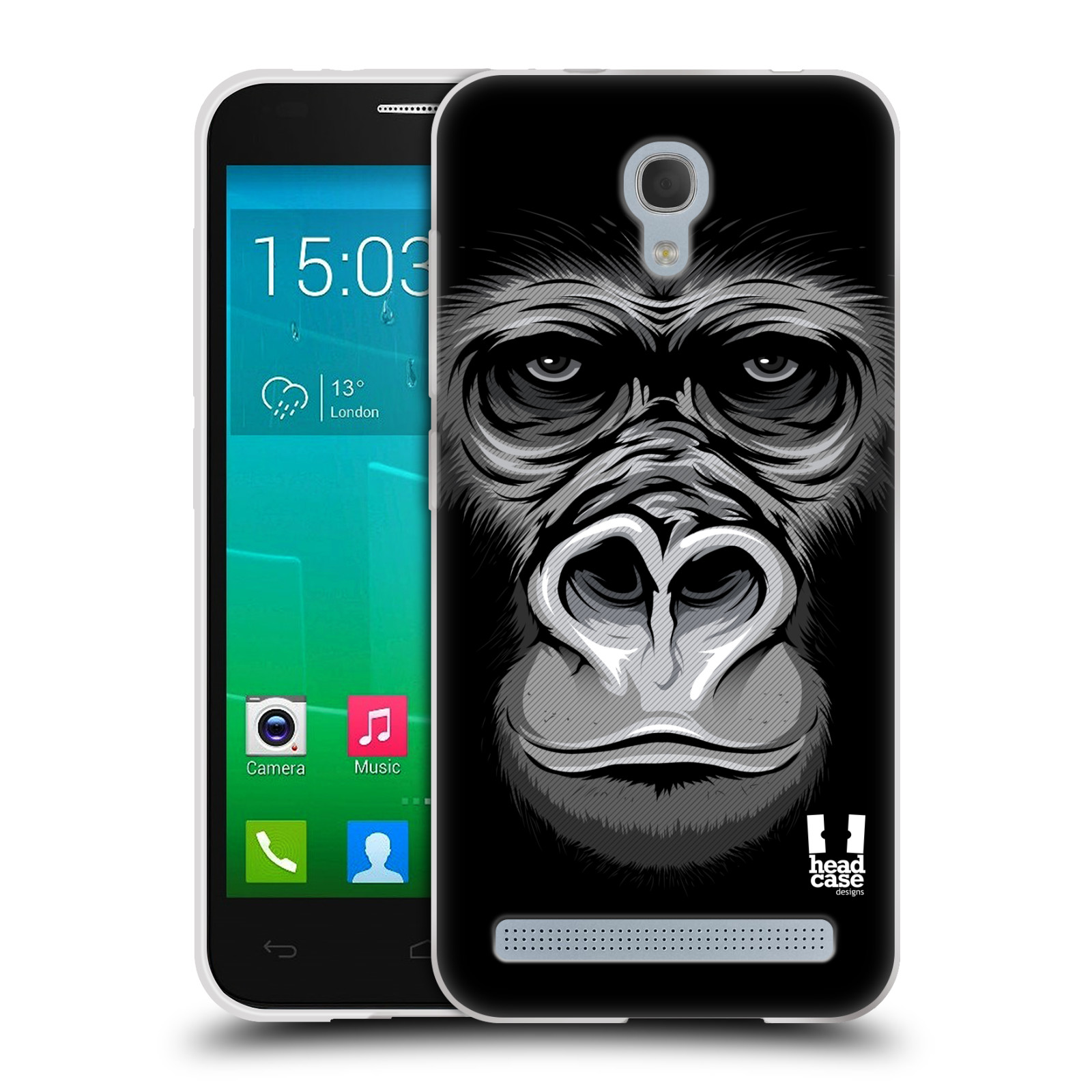 HEAD CASE silikonový obal na mobil Alcatel Idol 2 MINI S 6036Y vzor Zvíře kreslená tvář 2 gorila