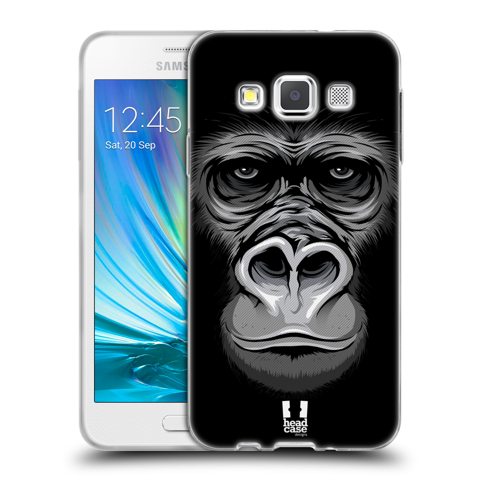 HEAD CASE silikonový obal na mobil Samsung Galaxy A3 vzor Zvíře kreslená tvář 2 gorila