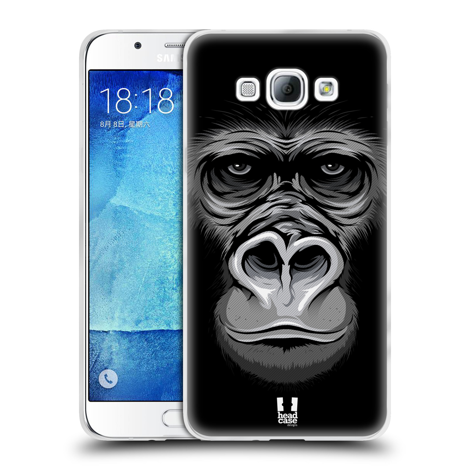 HEAD CASE silikonový obal na mobil Samsung Galaxy A8 vzor Zvíře kreslená tvář 2 gorila