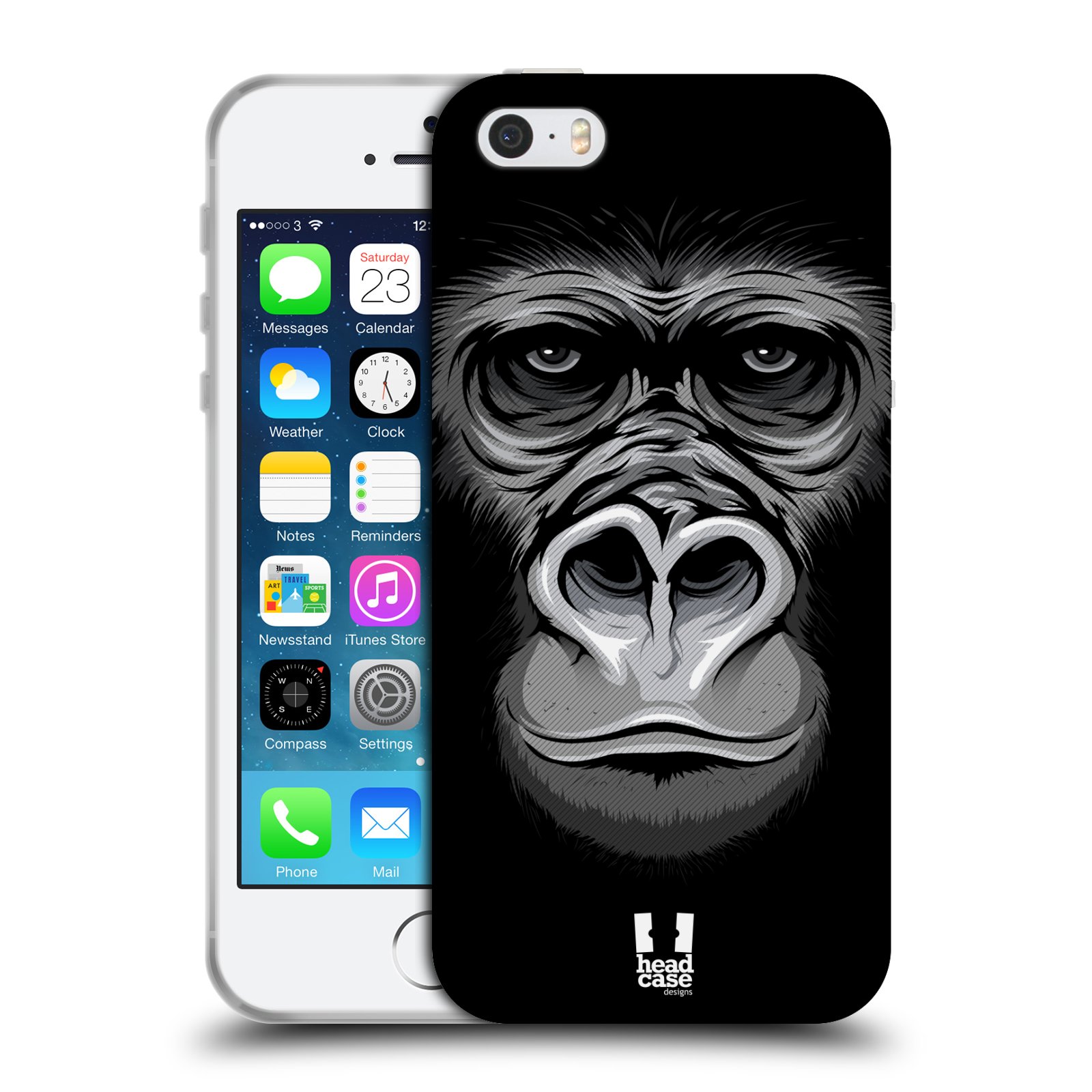 HEAD CASE silikonový obal na mobil Apple Iphone 5/5S vzor Zvíře kreslená tvář 2 gorila