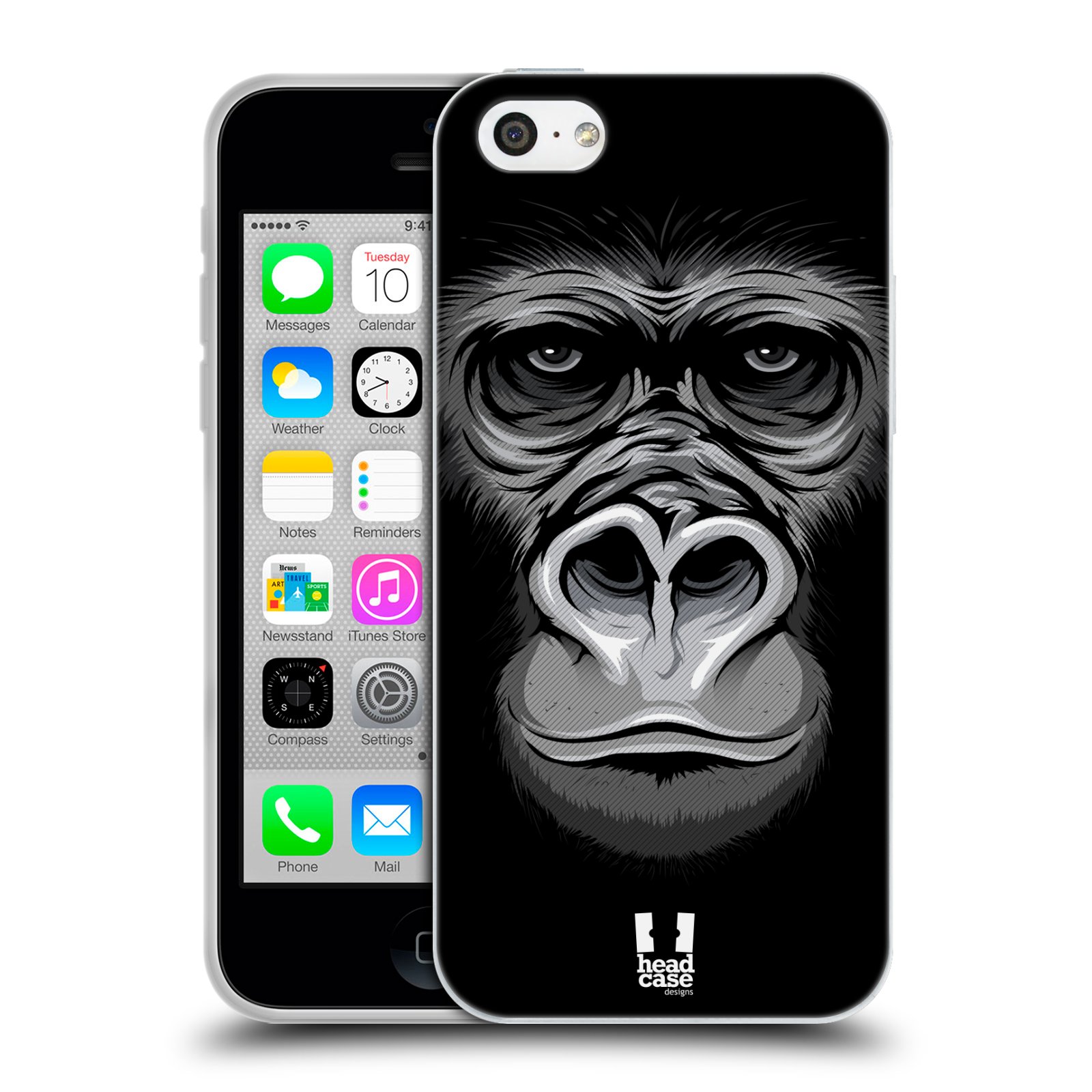 HEAD CASE silikonový obal na mobil Apple Iphone 5C vzor Zvíře kreslená tvář 2 gorila
