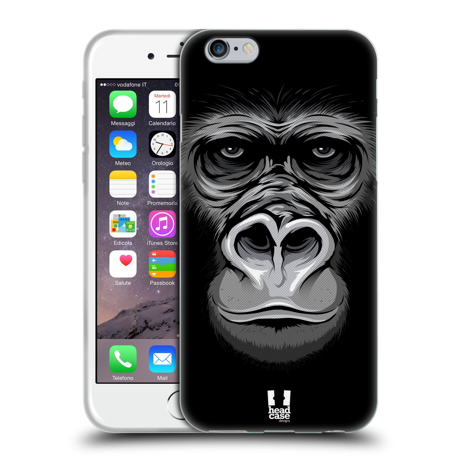 HEAD CASE silikonový obal na mobil Apple Iphone 6/6S vzor Zvíře kreslená tvář 2 gorila